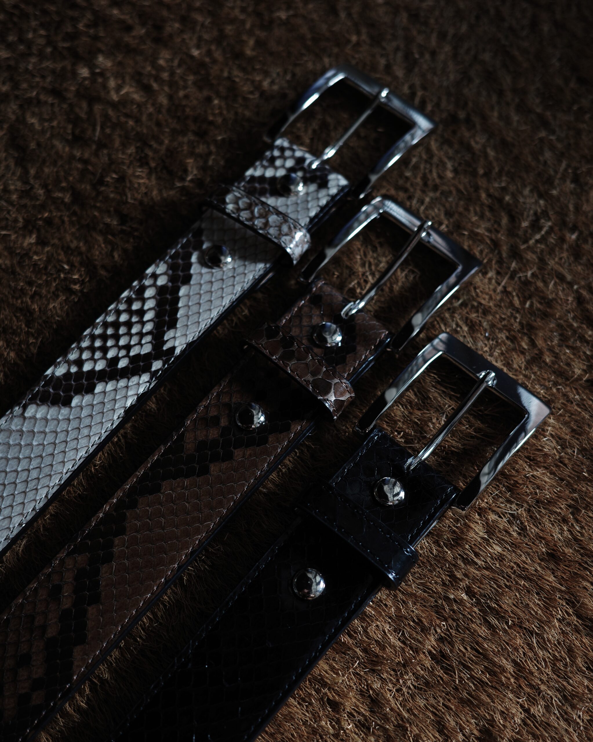 WACKO MARIA◇PYTHON LEATHER BELT/32/BRW/メンズ/WMGP-BL01/パイソン 