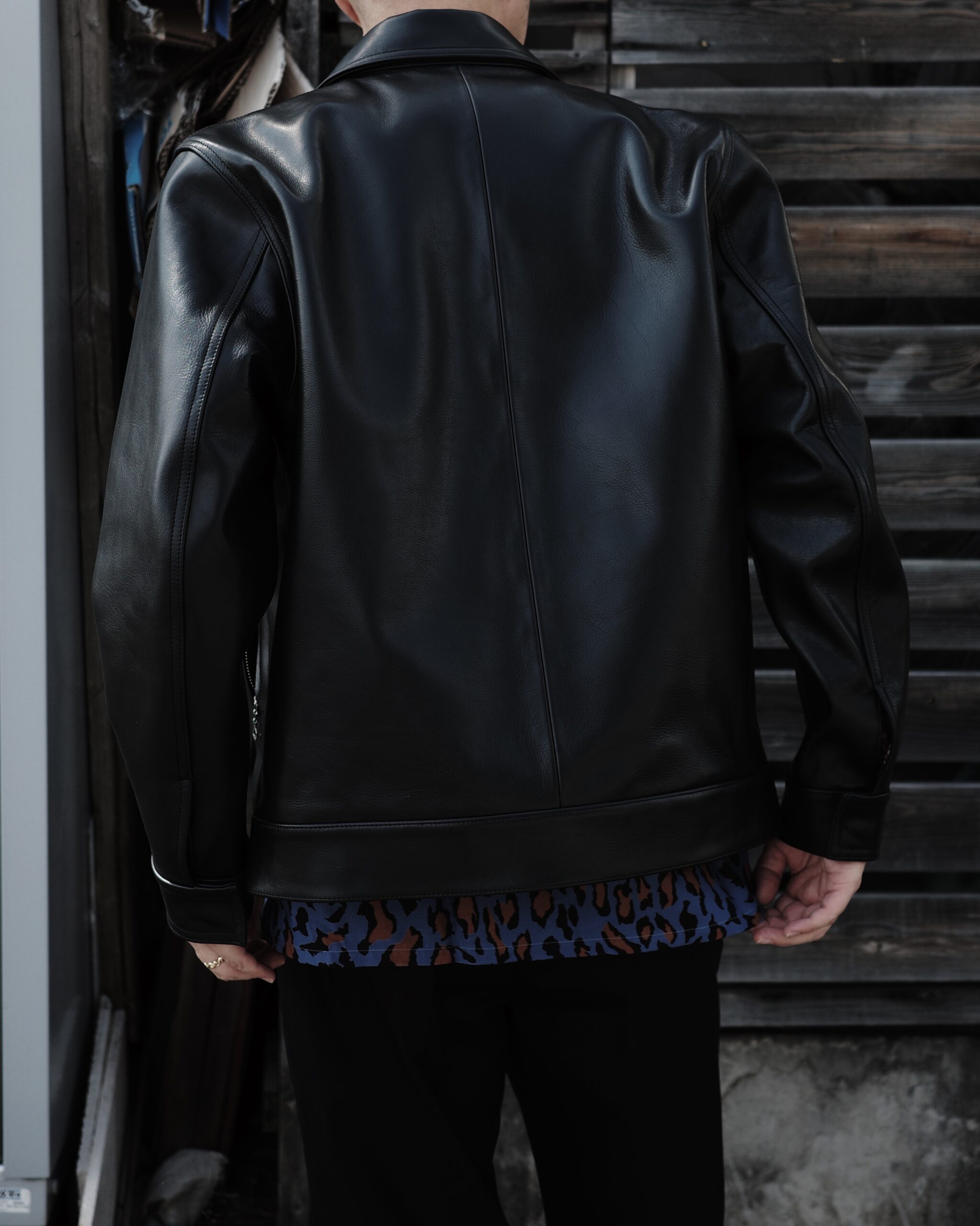 WACKO MARIA】SINGLE RIDERS LEATHER JACKET・PYTHON OPEN COLLAR 