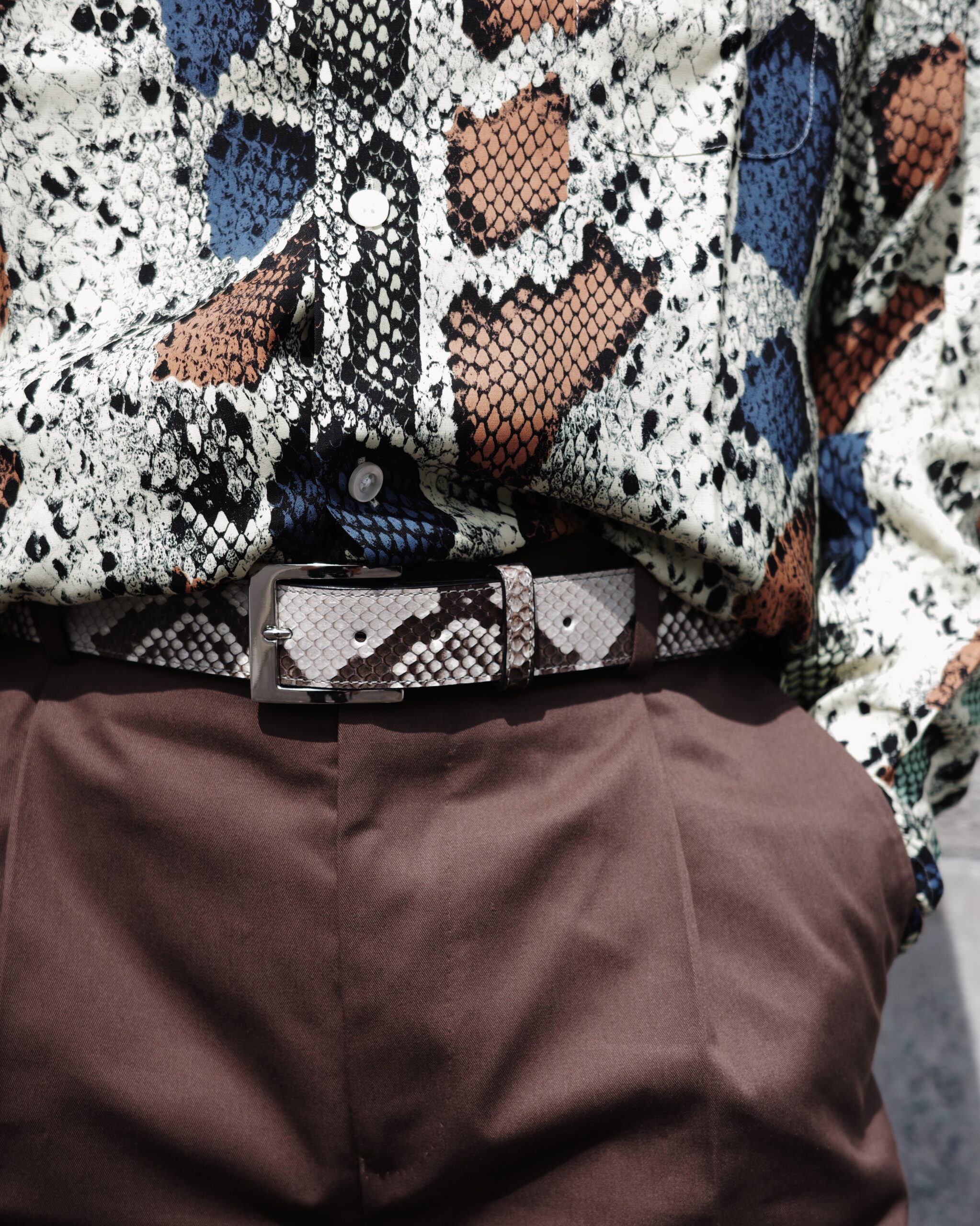 WACKO MARIA】SINGLE RIDERS LEATHER JACKET・PYTHON OPEN COLLAR