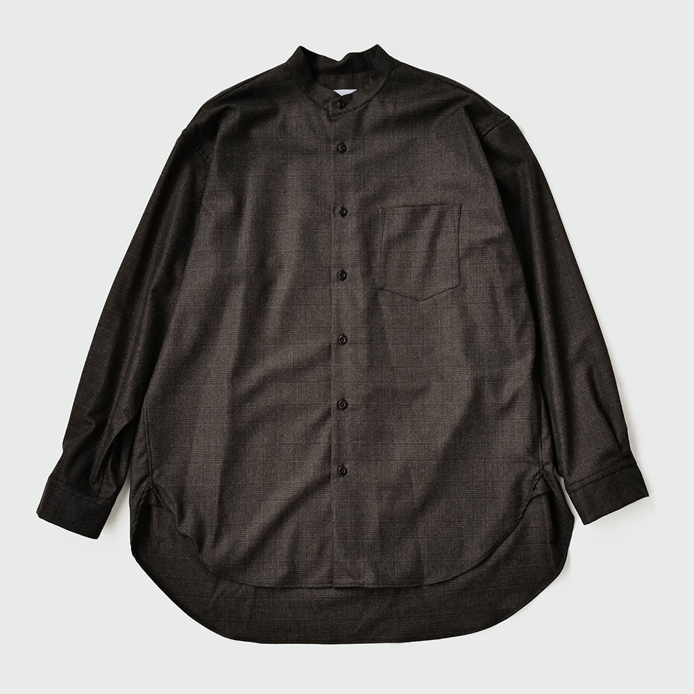 WEWILL ウィーウィル BAND COLLAR DT SHIRT Brown a