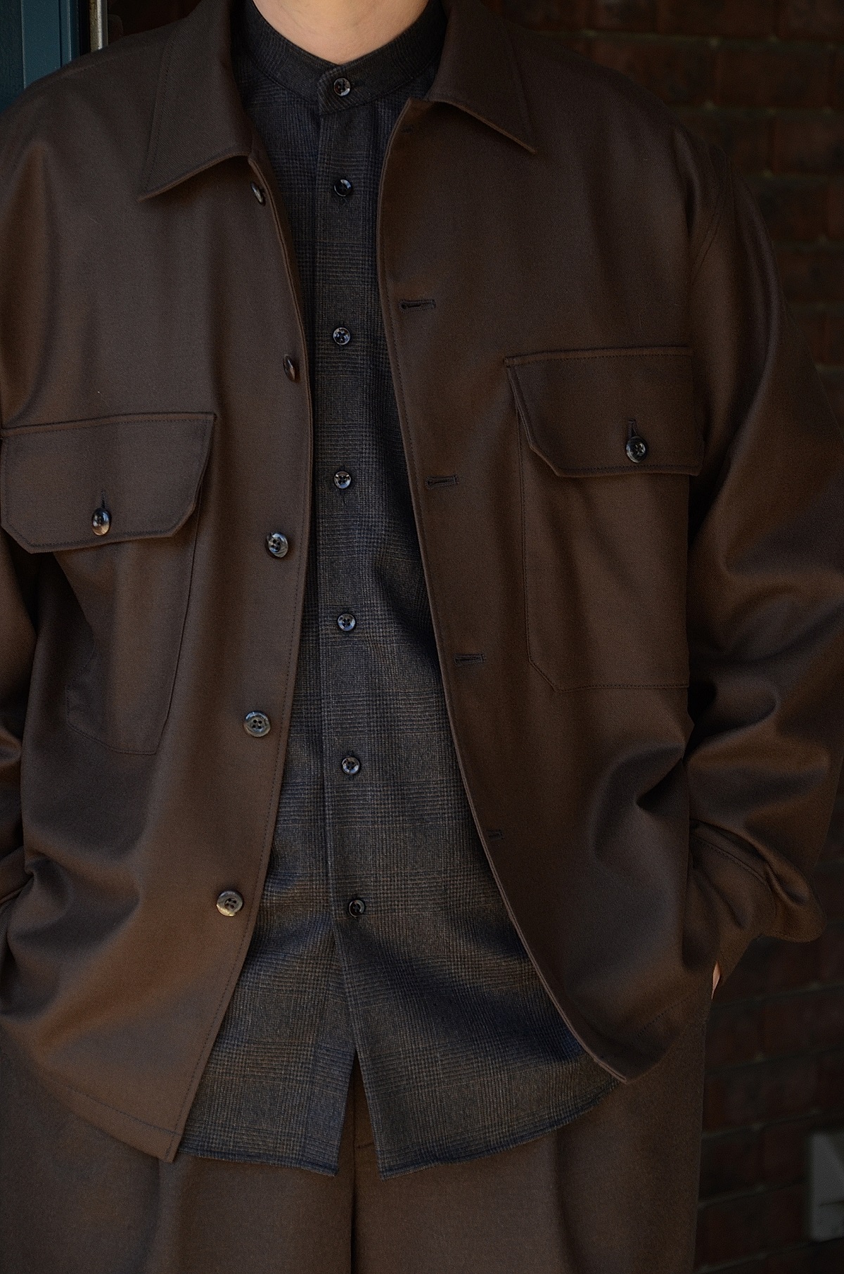 WEWILL ウィーウィル FATIGUE SHIRT Brown b