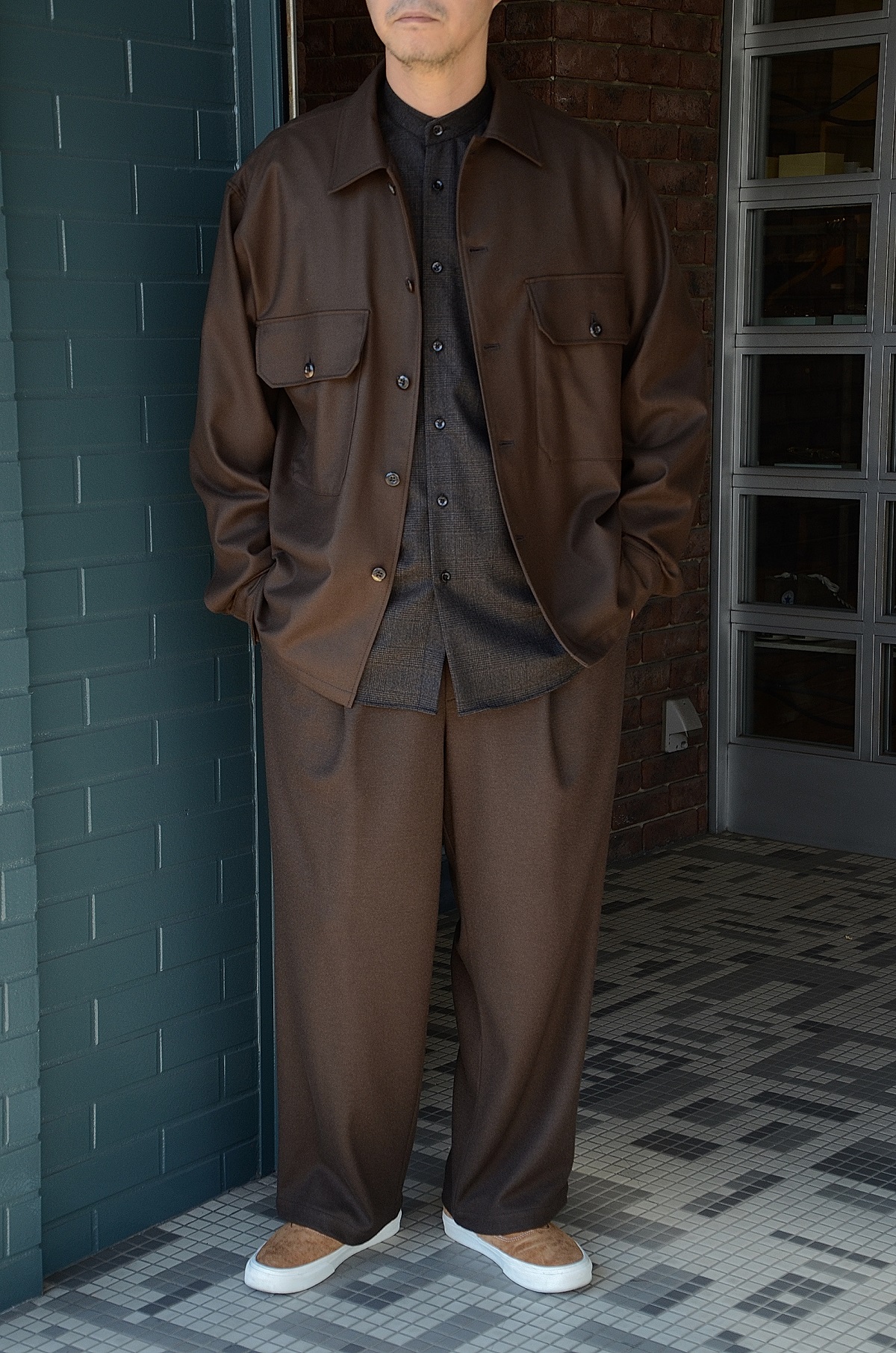 WEWILL ウィーウィル FATIGUE SHIRT Brown d