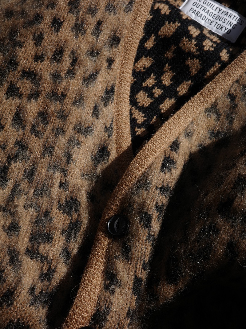 WACKO MARIA LEOPARD HEAVY MOHAIR CARDIGAN (BROWN) 22FW-WMK-KN07