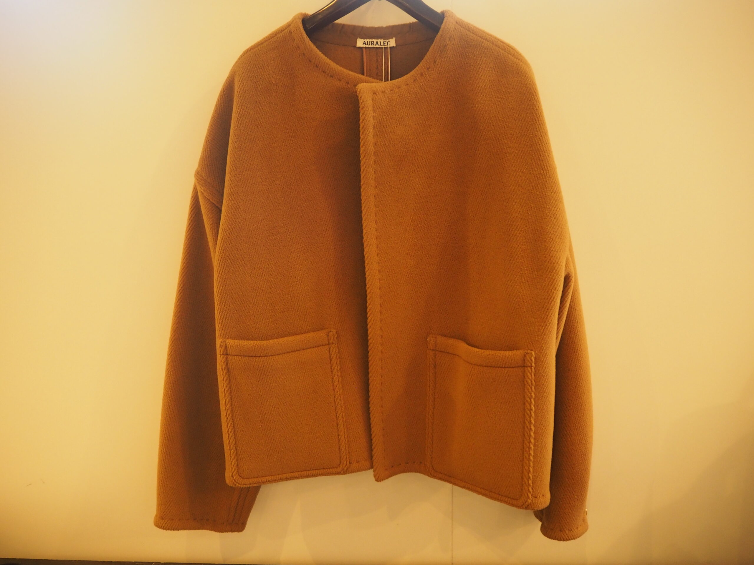 AURALEE WOOL HERRINGBONE PILE DUFFLE COAT