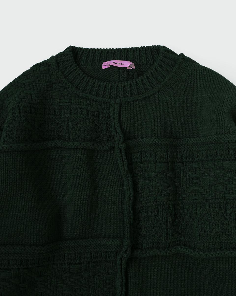 Name. PATCHWORK KNIT SWEATER