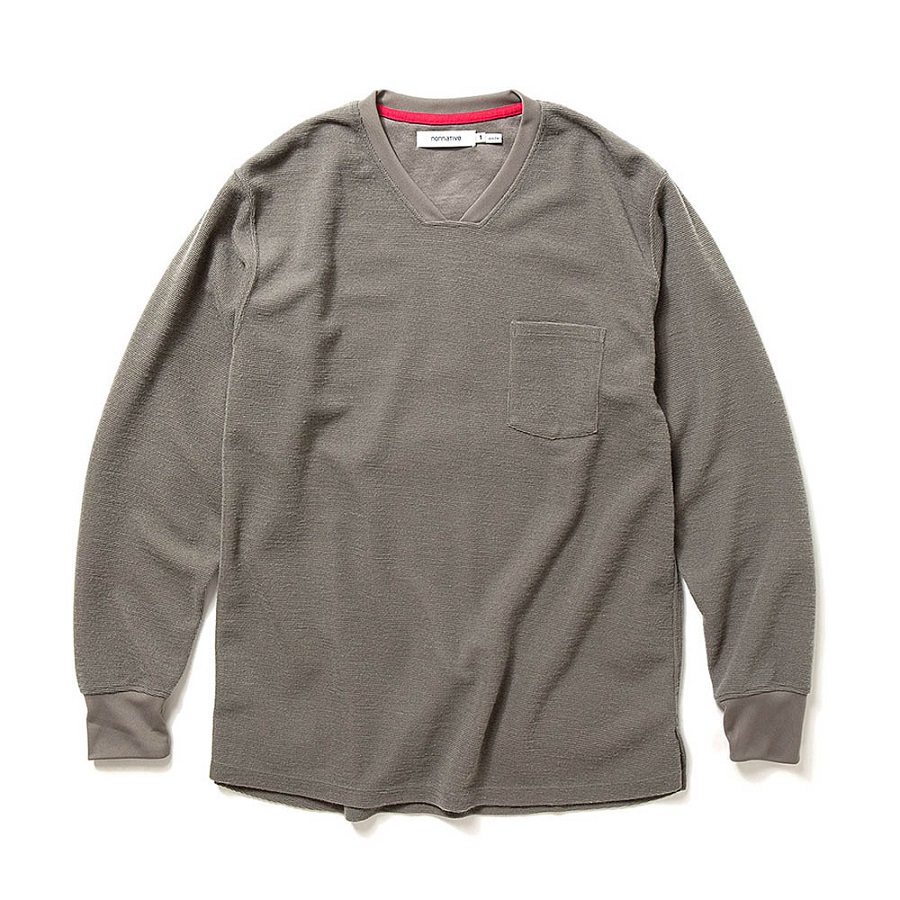 nonnative ノンネイティブ DWELLER LS V NECK TEE WOOL TC JERSEY CEMENT NN-C4207 a