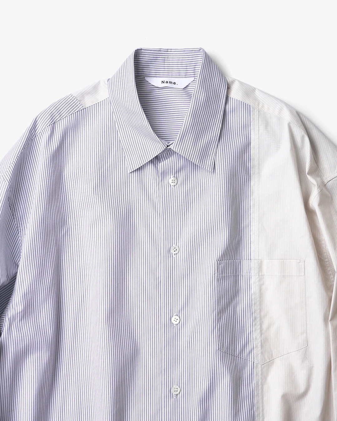 Name. ASYMMETRIC STRIPE SHIRT ネーム アシンメトリー シャツ 正規取扱店 公式通販 送料無料