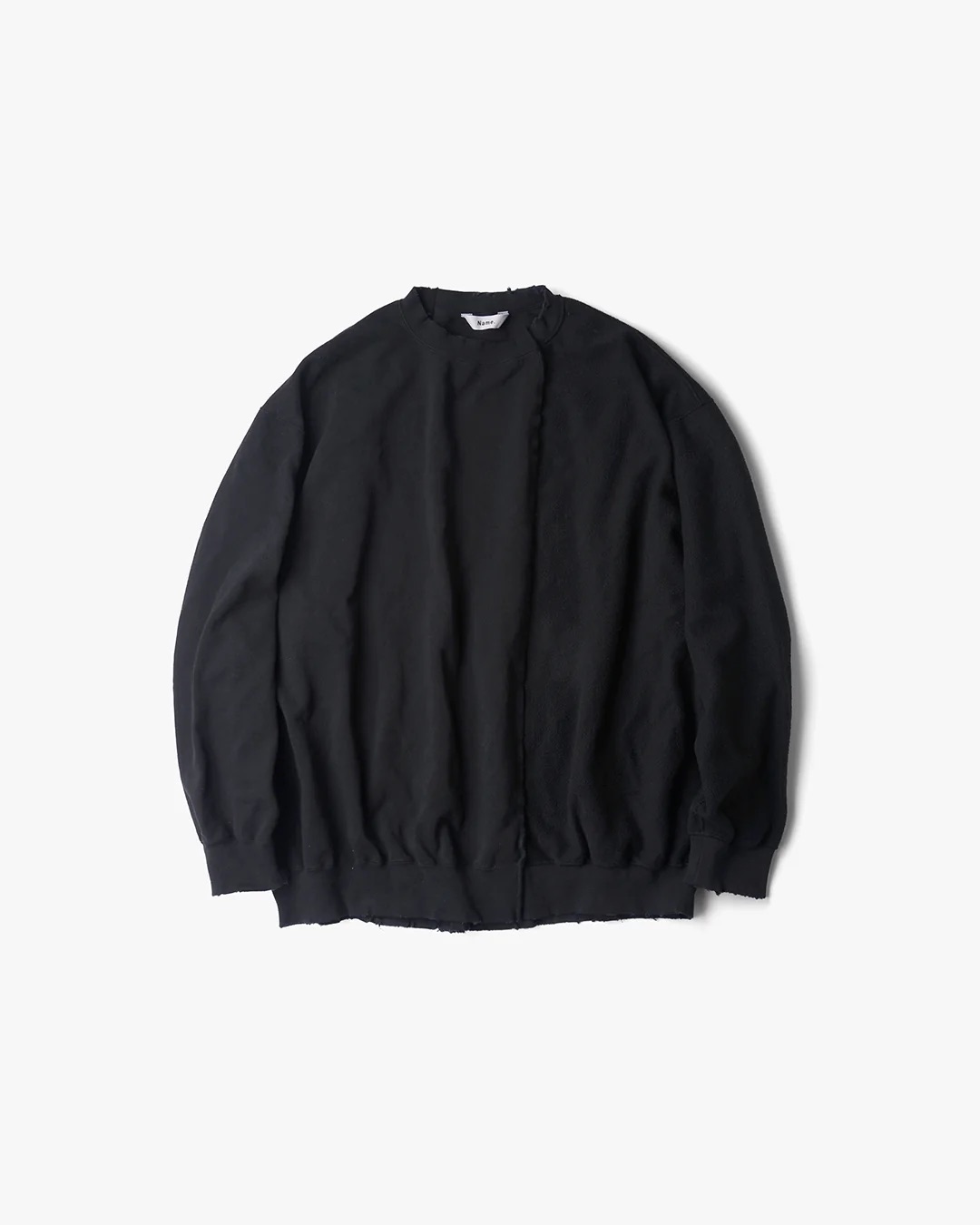 Name. EDGE AGING ASYMMETRIC SWEATSHIRT OLIVE ネーム スウェット ダメージ 正規取扱店 公式通販 送料無料