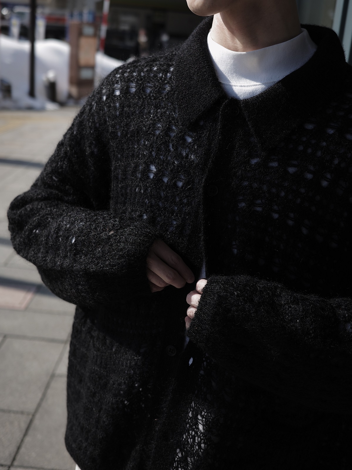 YOKE ヨーク MOHAIR SILK MESH KNIT SHIRT NO : YK23SS0489S COLOR : BLACK