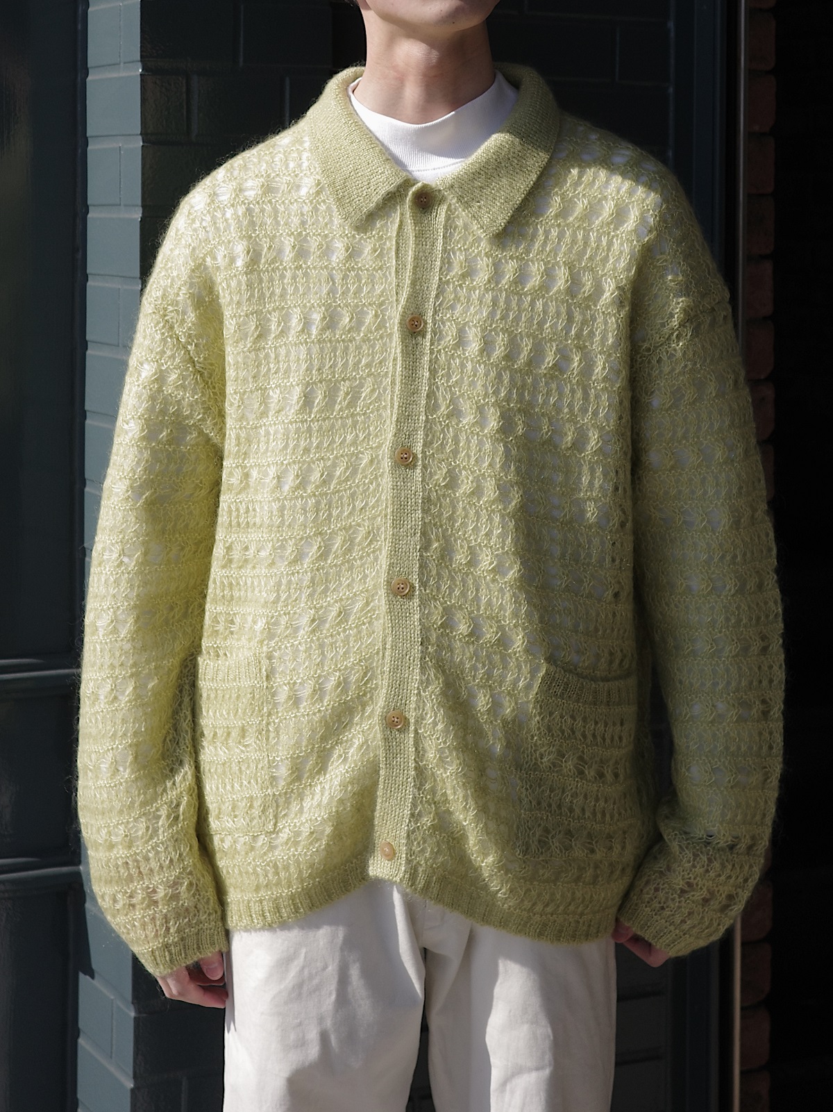 YOKE ヨーク MOHAIR SILK MESH KNIT SHIRT NO : YK23SS0489S COLOR : LIME YELLOW