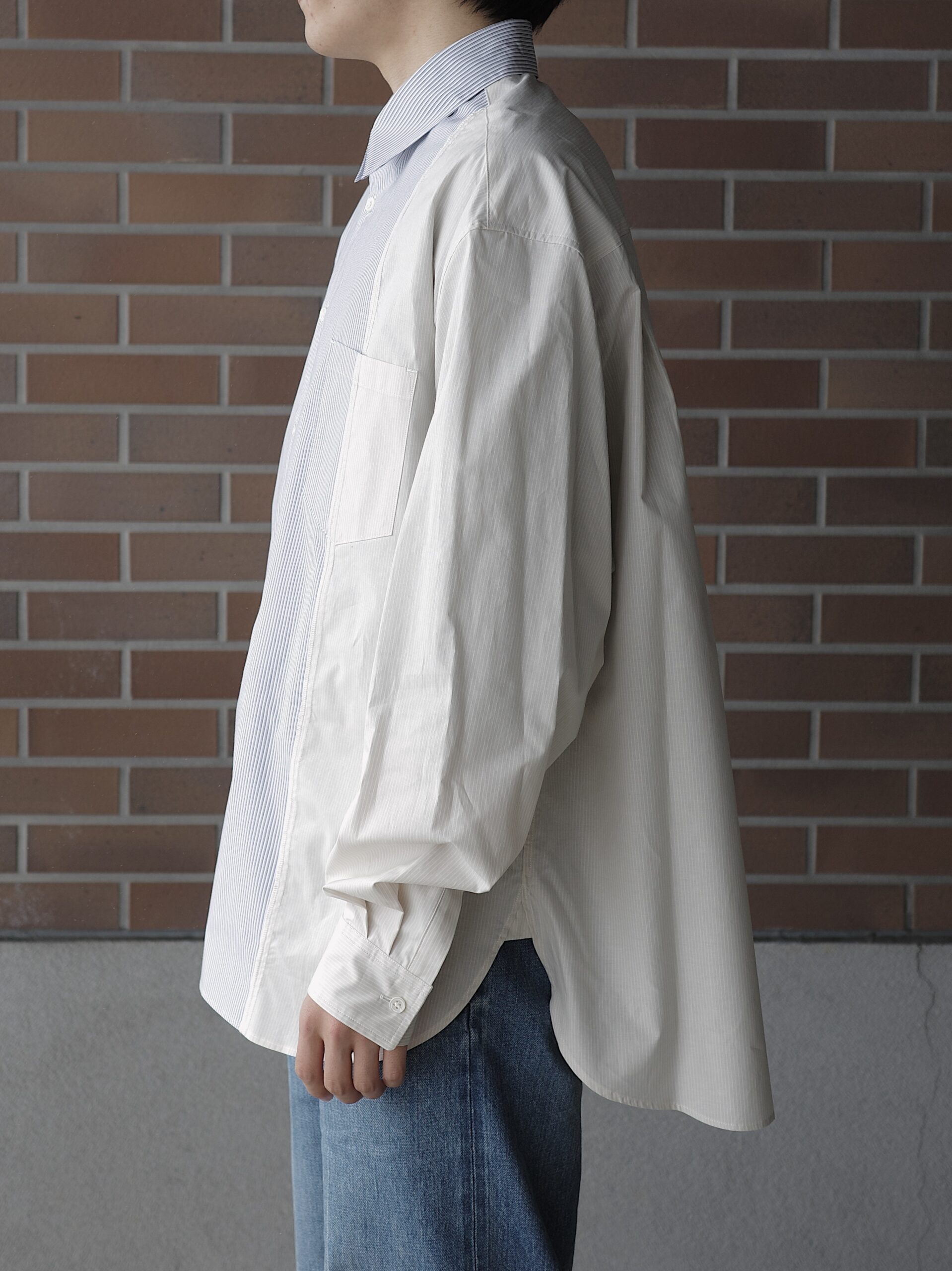 Name. ASYMMETRIC STRIPE SHIRT ネーム アシンメトリー シャツ 正規取扱店 公式通販 送料無料