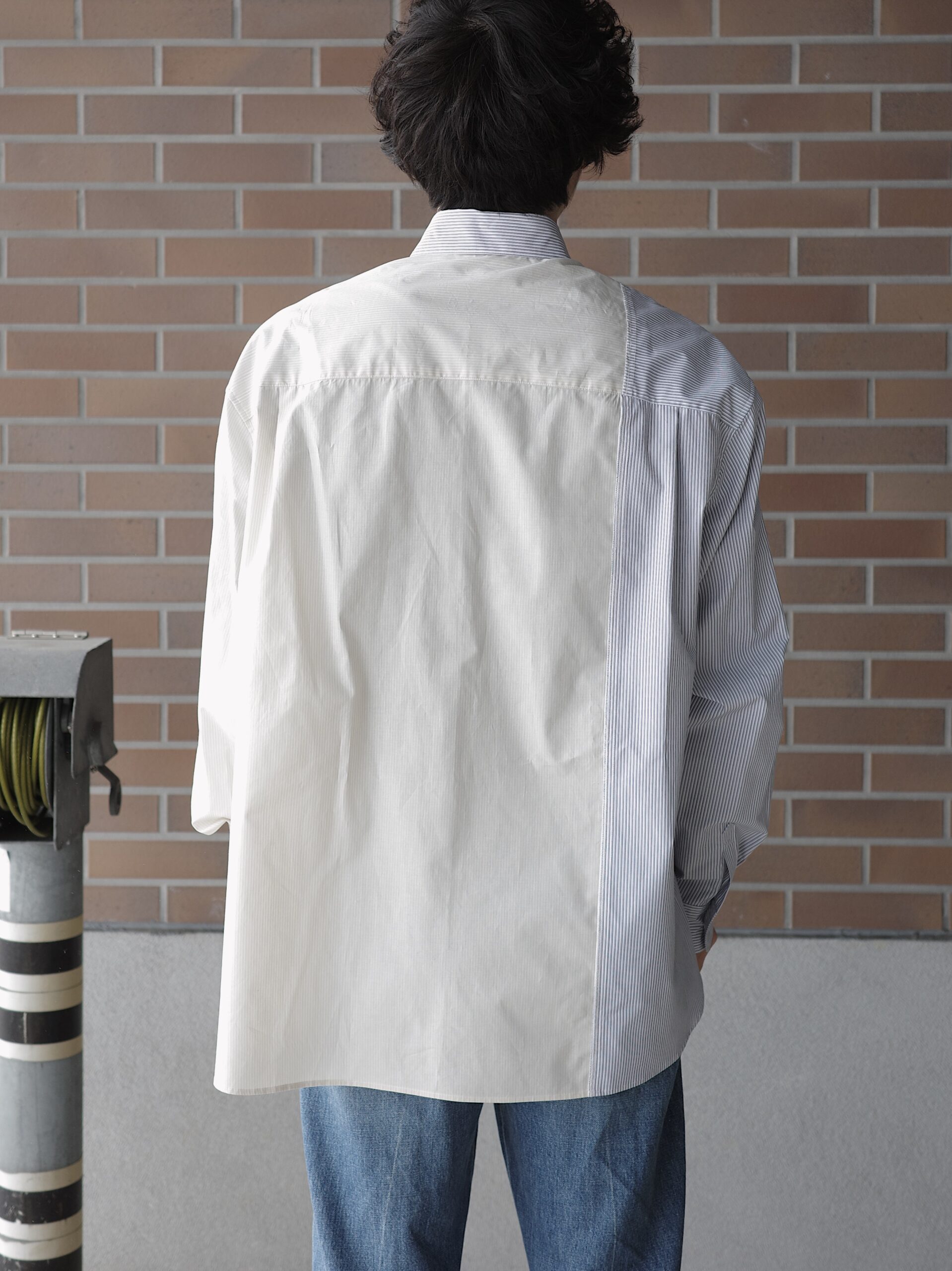 Name. ASYMMETRIC STRIPE SHIRT ネーム アシンメトリー シャツ 正規取扱店 公式通販 送料無料