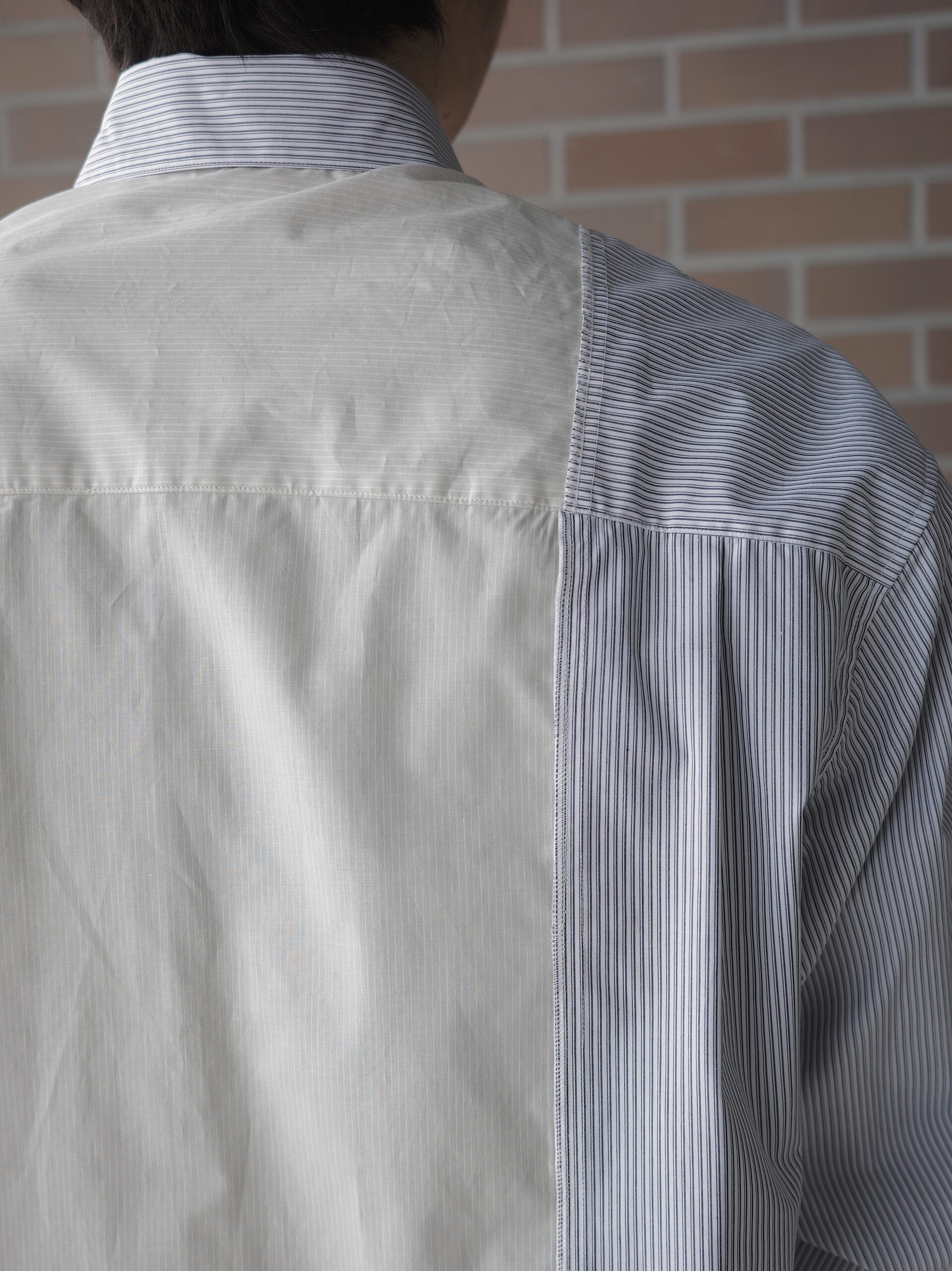 Name. ASYMMETRIC STRIPE SHIRT ネーム アシンメトリー シャツ 正規取扱店 公式通販 送料無料