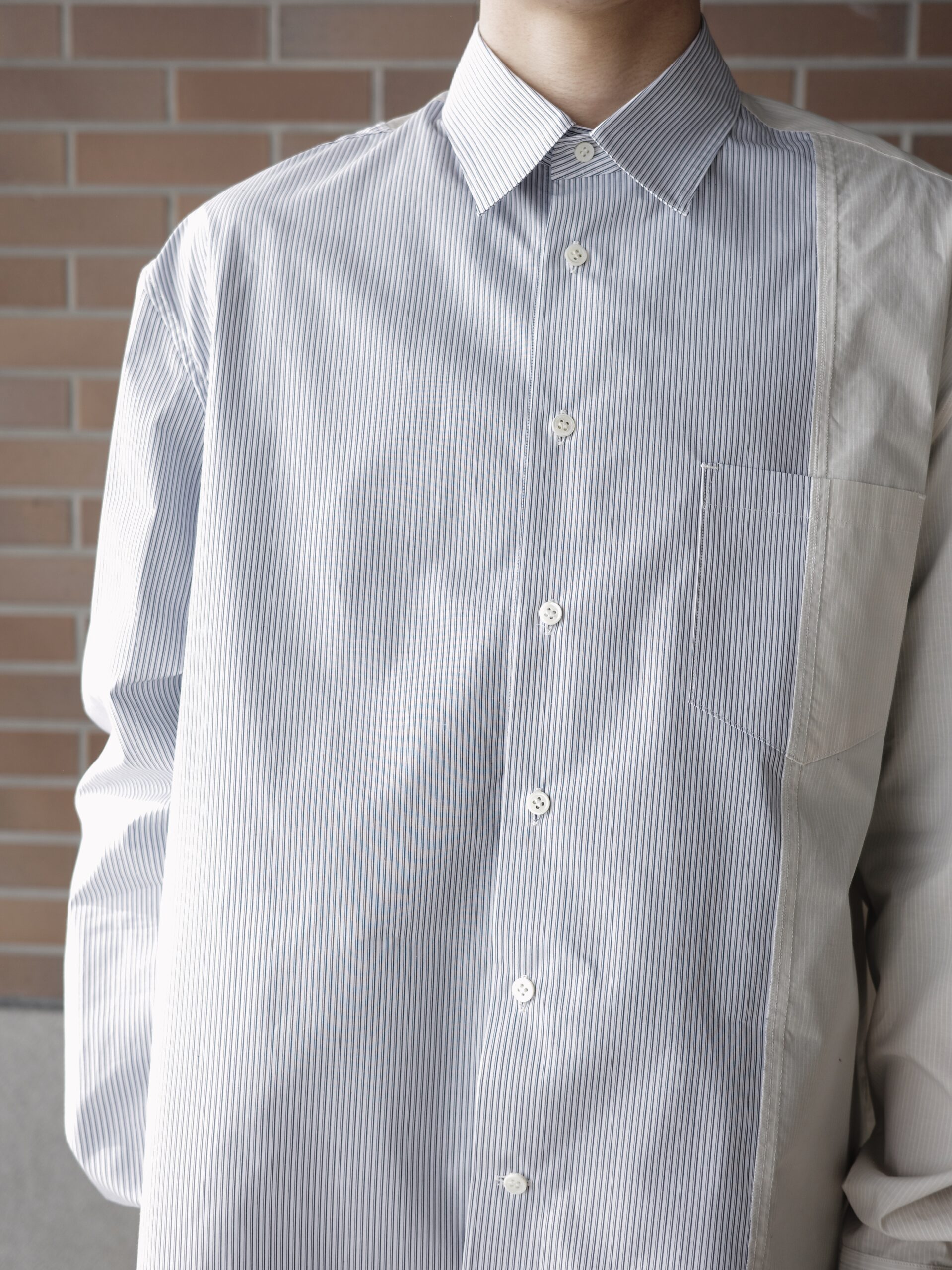Name. ASYMMETRIC STRIPE SHIRT ネーム アシンメトリー シャツ 正規取扱店 公式通販 送料無料