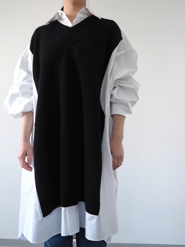 Maison Margiela 4ステッチ バンドカラーシャツワンピース マント