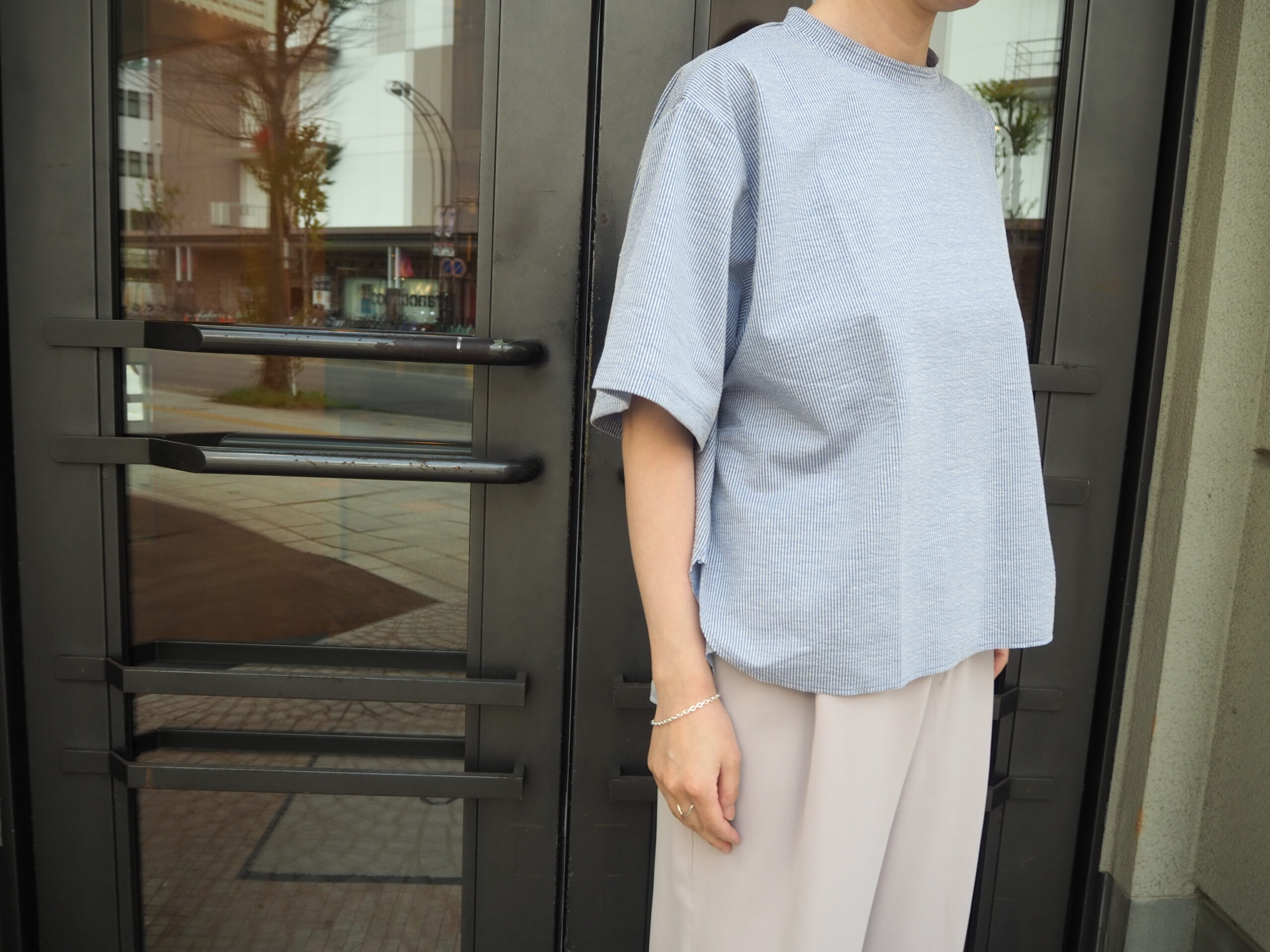 【公式】 & TOPS” NECK CREW FLORENT】”STRIPE “COTTON T SLEEVE HALF カットソー(半袖/袖なし)