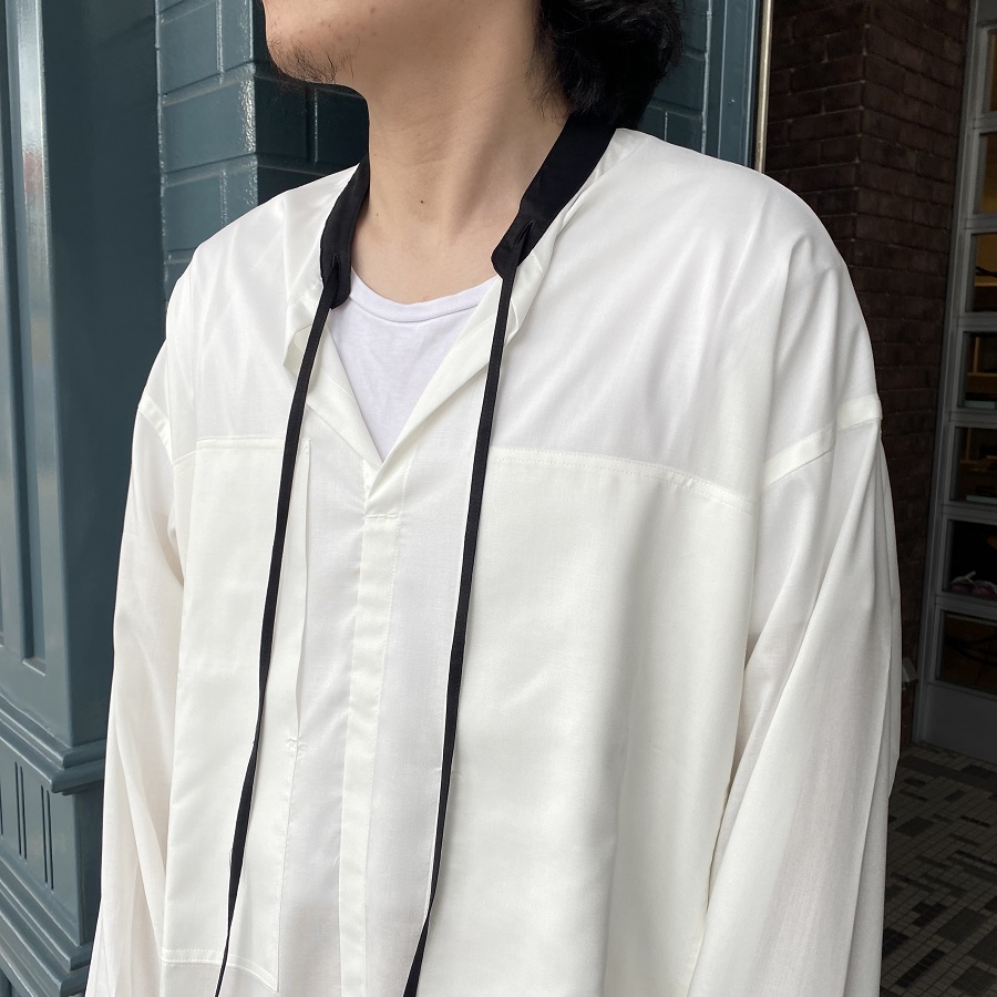 ANEI アーネイ RIBBON TUNIC P.O. 2-TONE シャツ リボン g