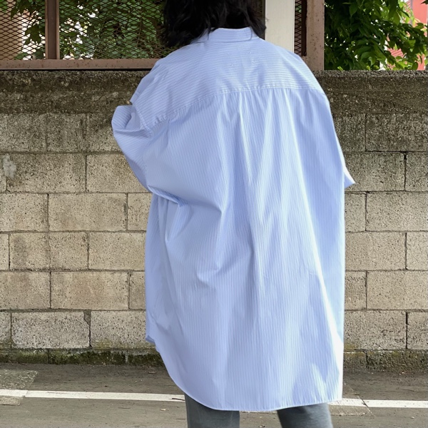 Maison Margiela】ブルーストライプのビックシルエットシャツ