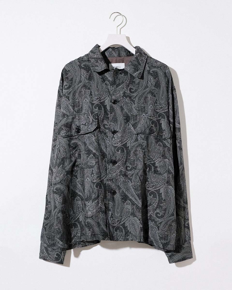 WEWILL ウィーウィル PAISLEY FATIGUE DT SHIRT ファティーグシャツ Gray