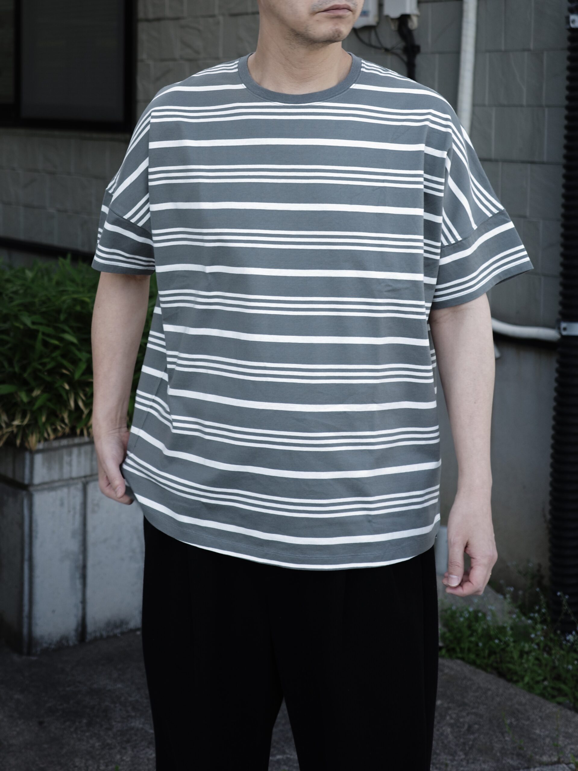 nonnative】clerk S/S henley neck tee cotton jersey overdyed 