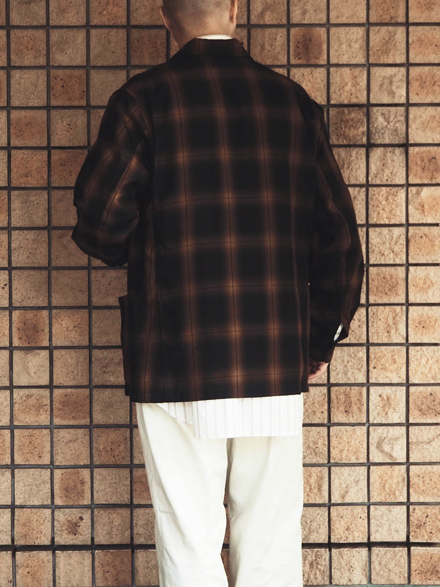 The Stylist Japan ザスタイリストジャパン OMBRE CHECK SHIRT JACKET BROWN シャツジャケット c