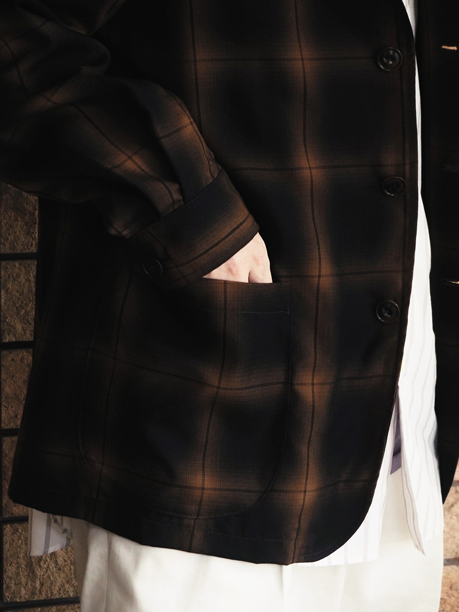 The Stylist Japan ザスタイリストジャパン OMBRE CHECK SHIRT JACKET BROWN シャツジャケット f