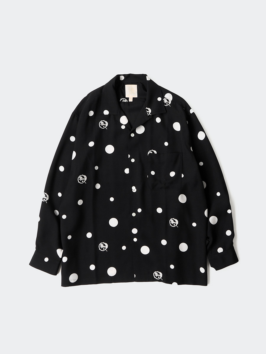 The Stylist Japan ザスタイリストジャパン TSJP POLKA DOT OPEN COLLAR SHIRTS BLACK シャツ ドット a