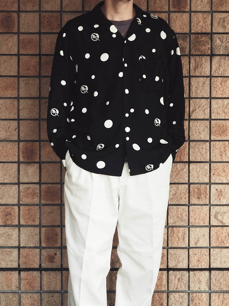 The Stylist Japan ザスタイリストジャパン TSJP POLKA DOT OPEN COLLAR SHIRTS BLACK シャツ ドット b