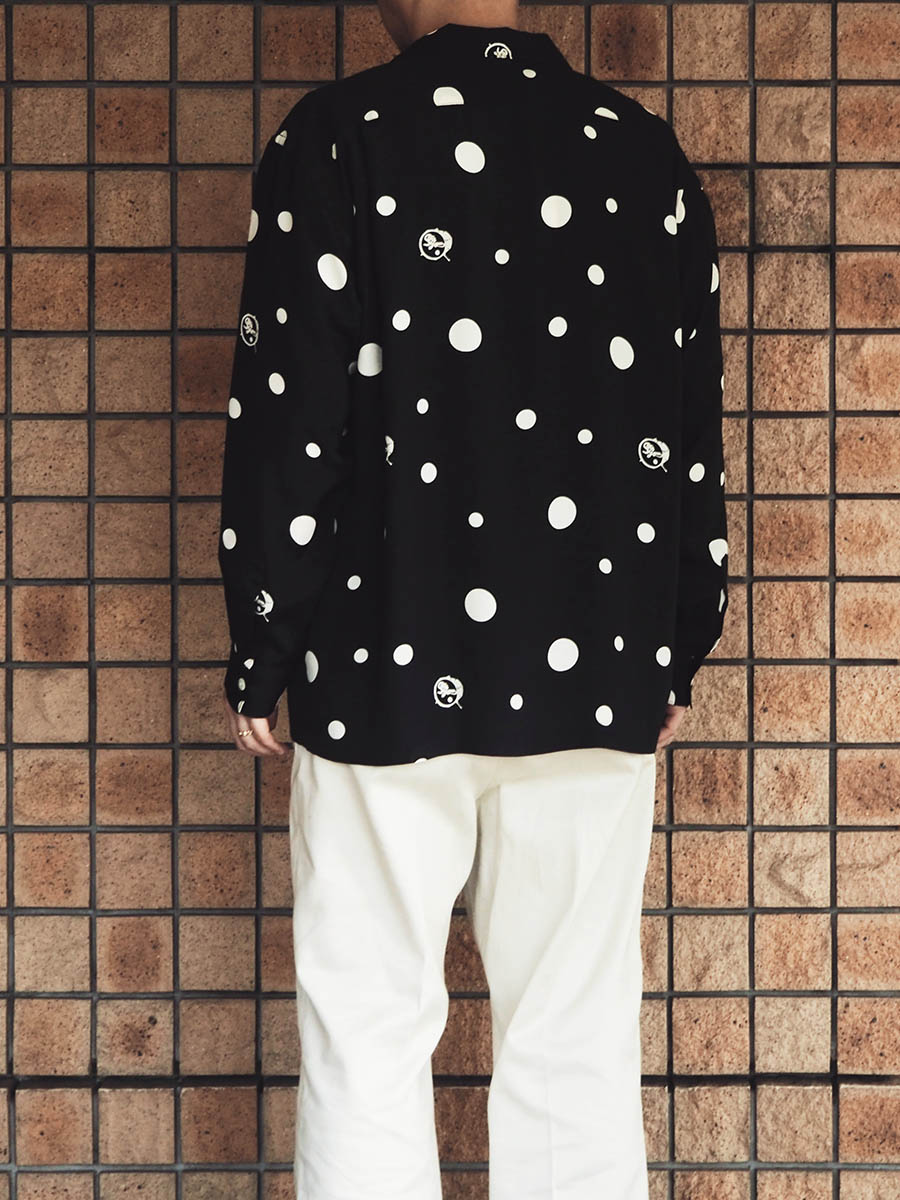 The Stylist Japan ザスタイリストジャパン TSJP POLKA DOT OPEN COLLAR SHIRTS BLACK シャツ ドット c