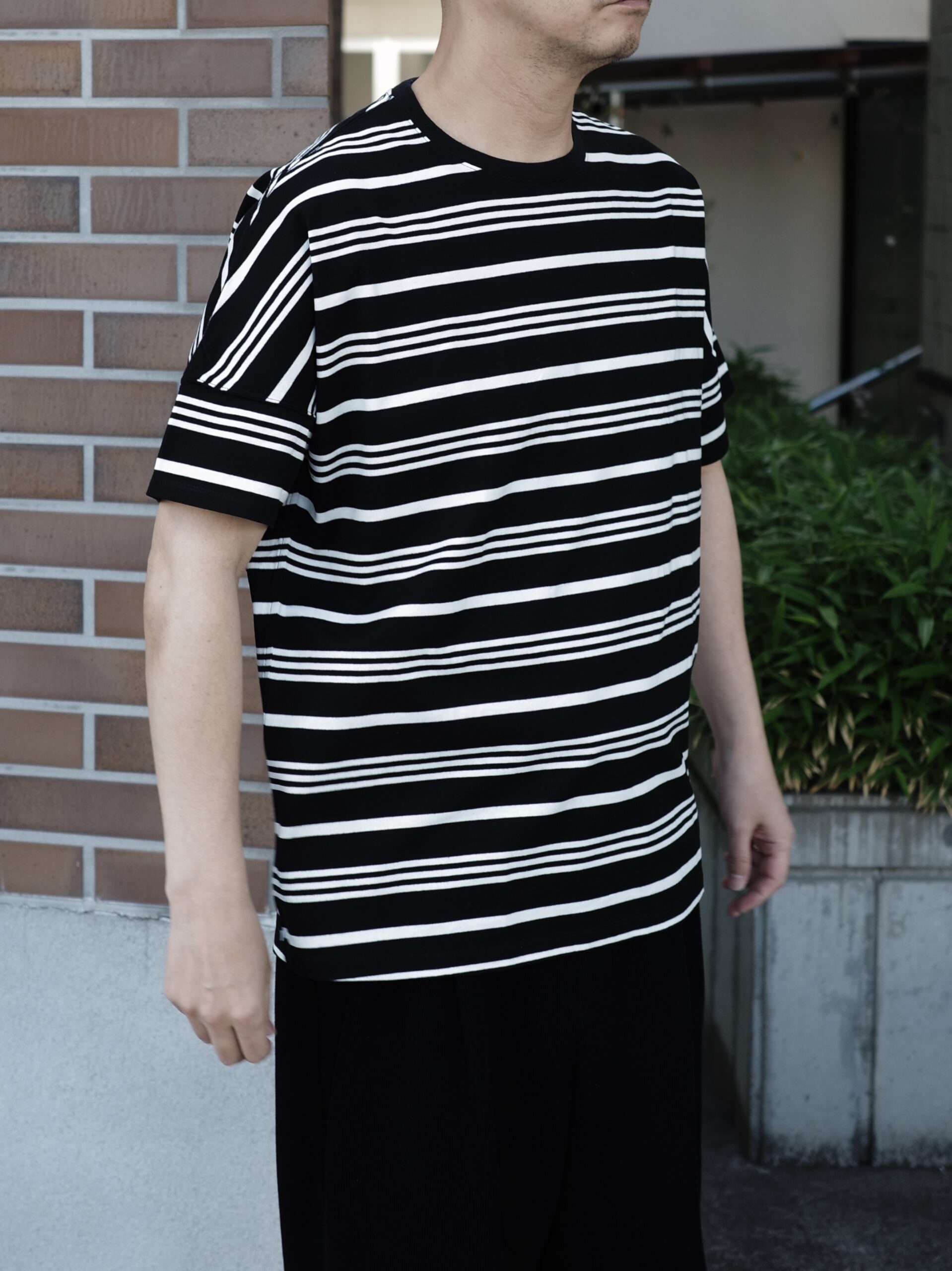 nonnative】clerk S/S henley neck tee cotton jersey overdyed