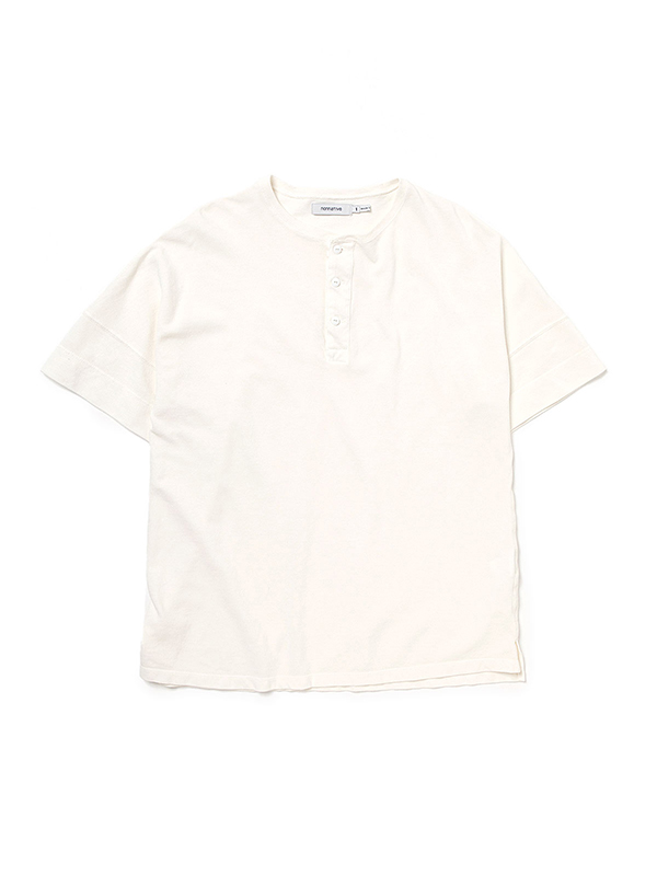 【nonnative】clerk S/S henley neck tee cotton jersey overdyed / clerk S/S tee cotton jersey border