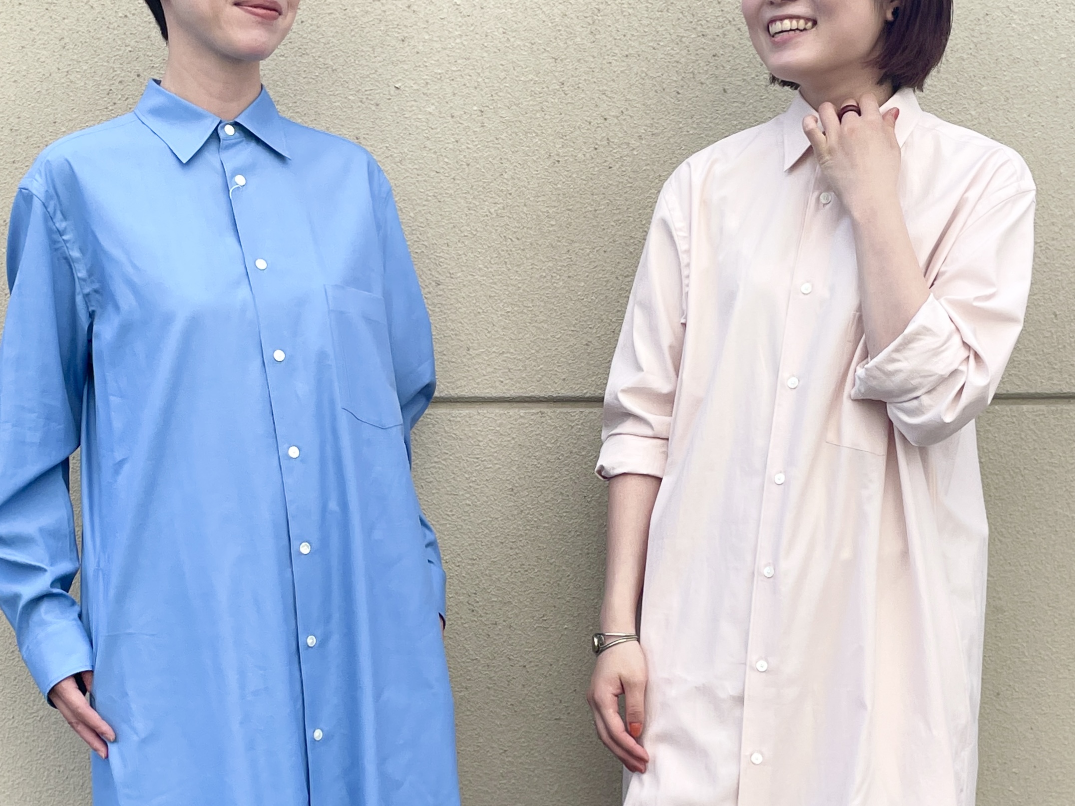 ワンピース AURALEE Women's Washed FINX Twill Dress Dusty Pale Blue Namu Shop - Auralee Washed Finx Twill Shirt Dress - Blue