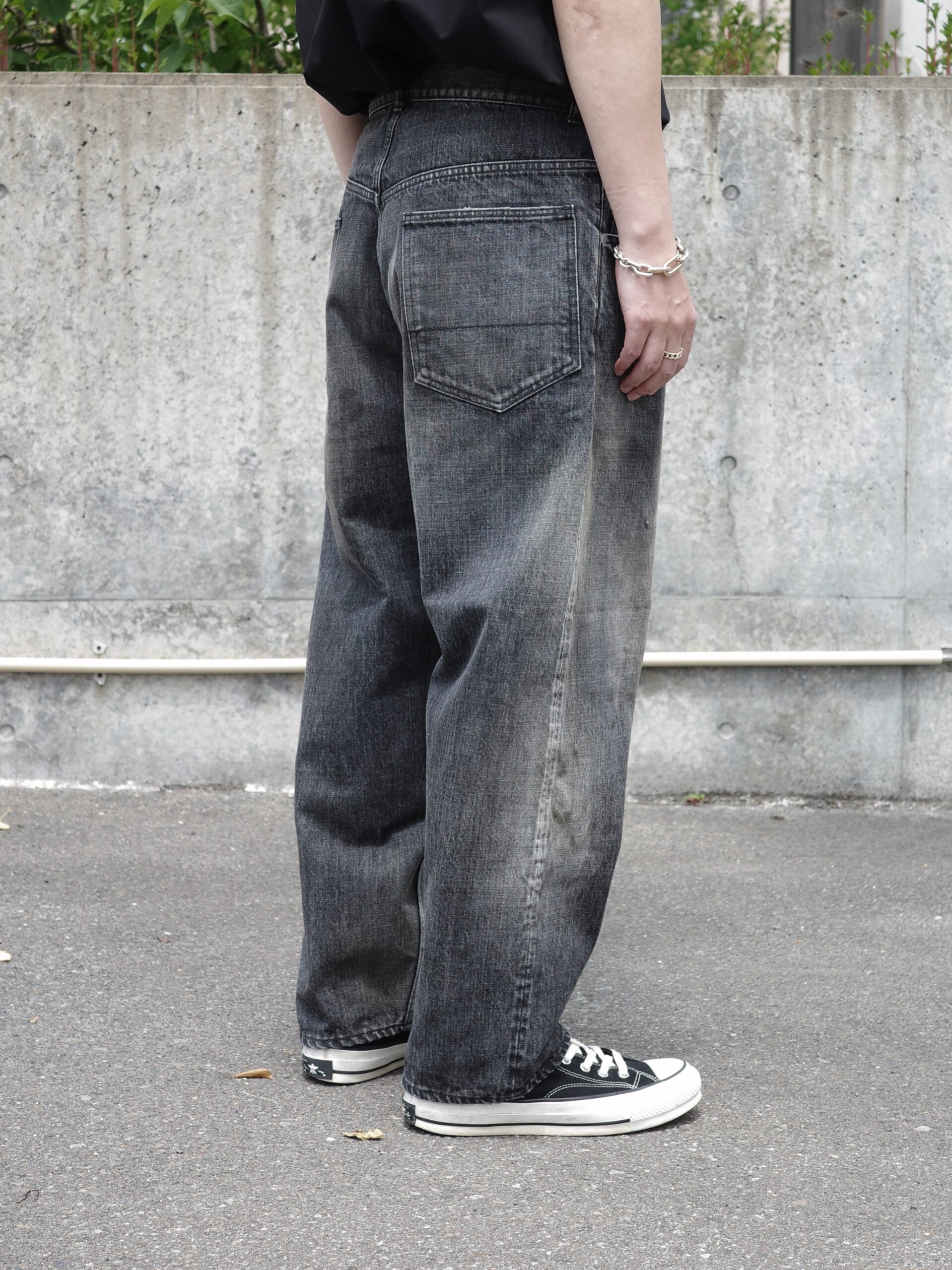 【CIENTO別注】ANCELLM / SELVEDGE TAPERED 5P DENIM PANTS (BLACK) ANC-PT28-EX アンセルム 正規取扱店 公式通販 送料無料