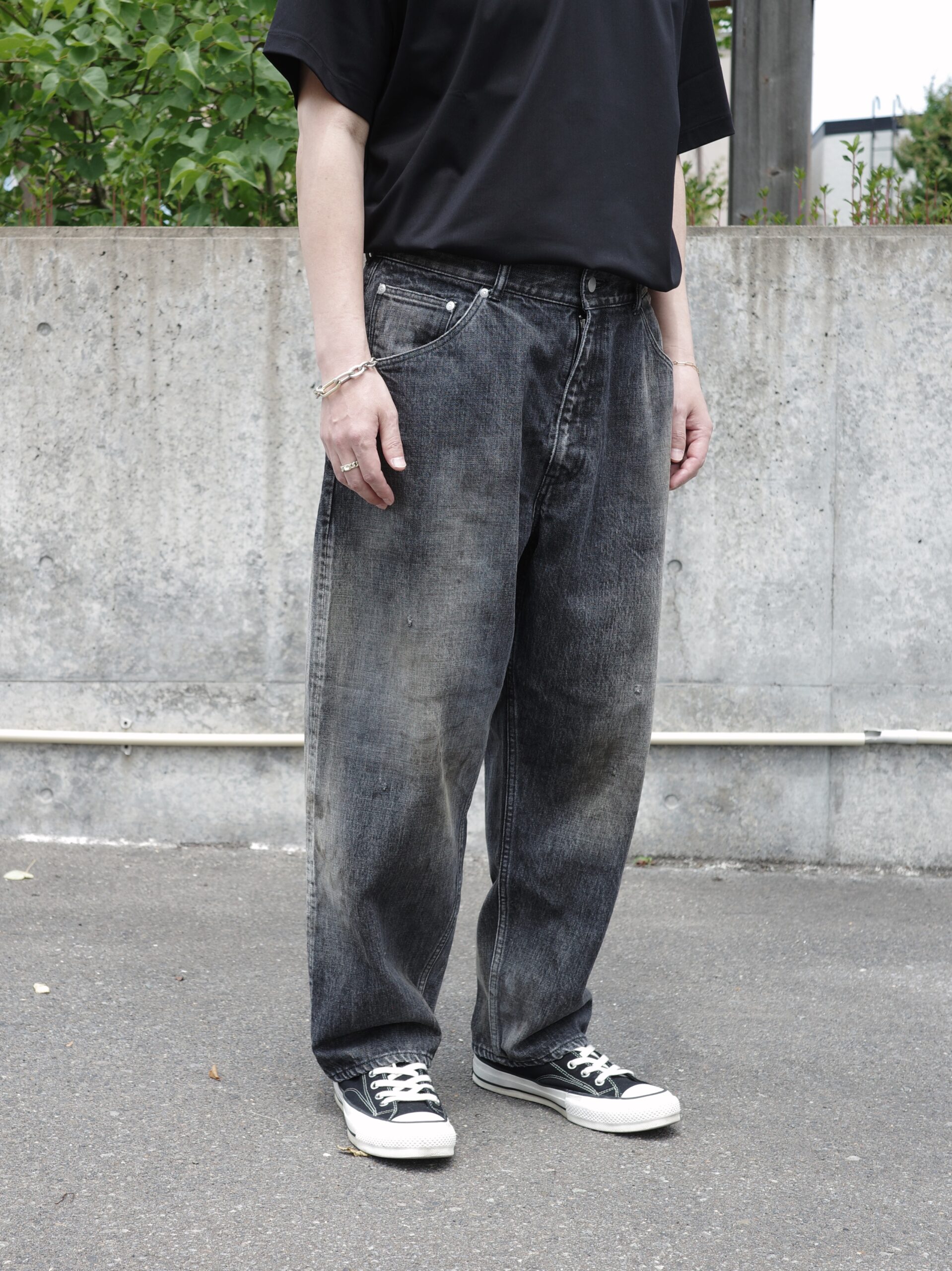 【CIENTO別注】ANCELLM / SELVEDGE TAPERED 5P DENIM PANTS (BLACK) ANC-PT28-EX アンセルム 正規取扱店 公式通販 送料無料