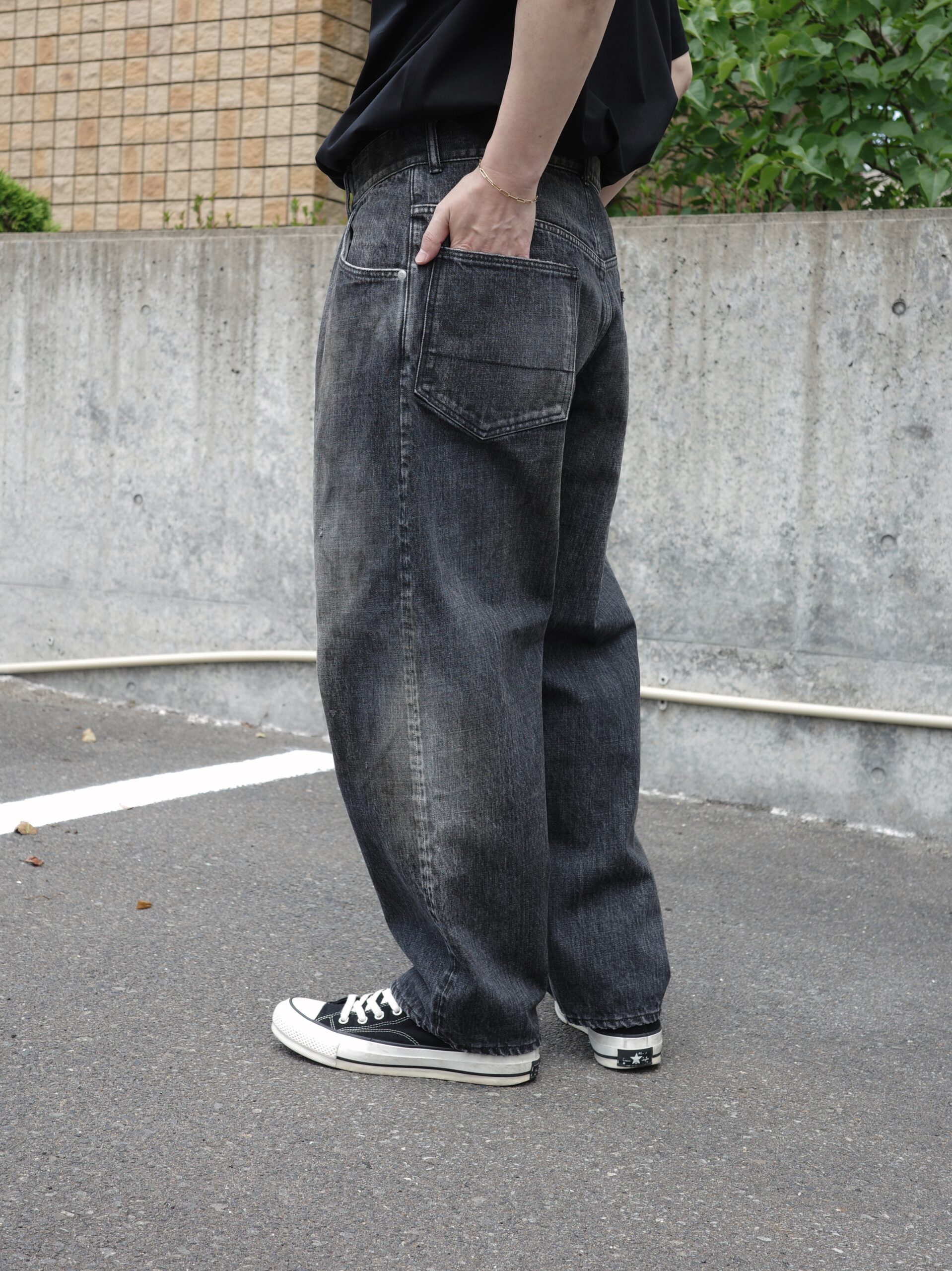 【CIENTO別注】ANCELLM / SELVEDGE TAPERED 5P DENIM PANTS (BLACK) ANC-PT28-EX アンセルム 正規取扱店 公式通販 送料無料