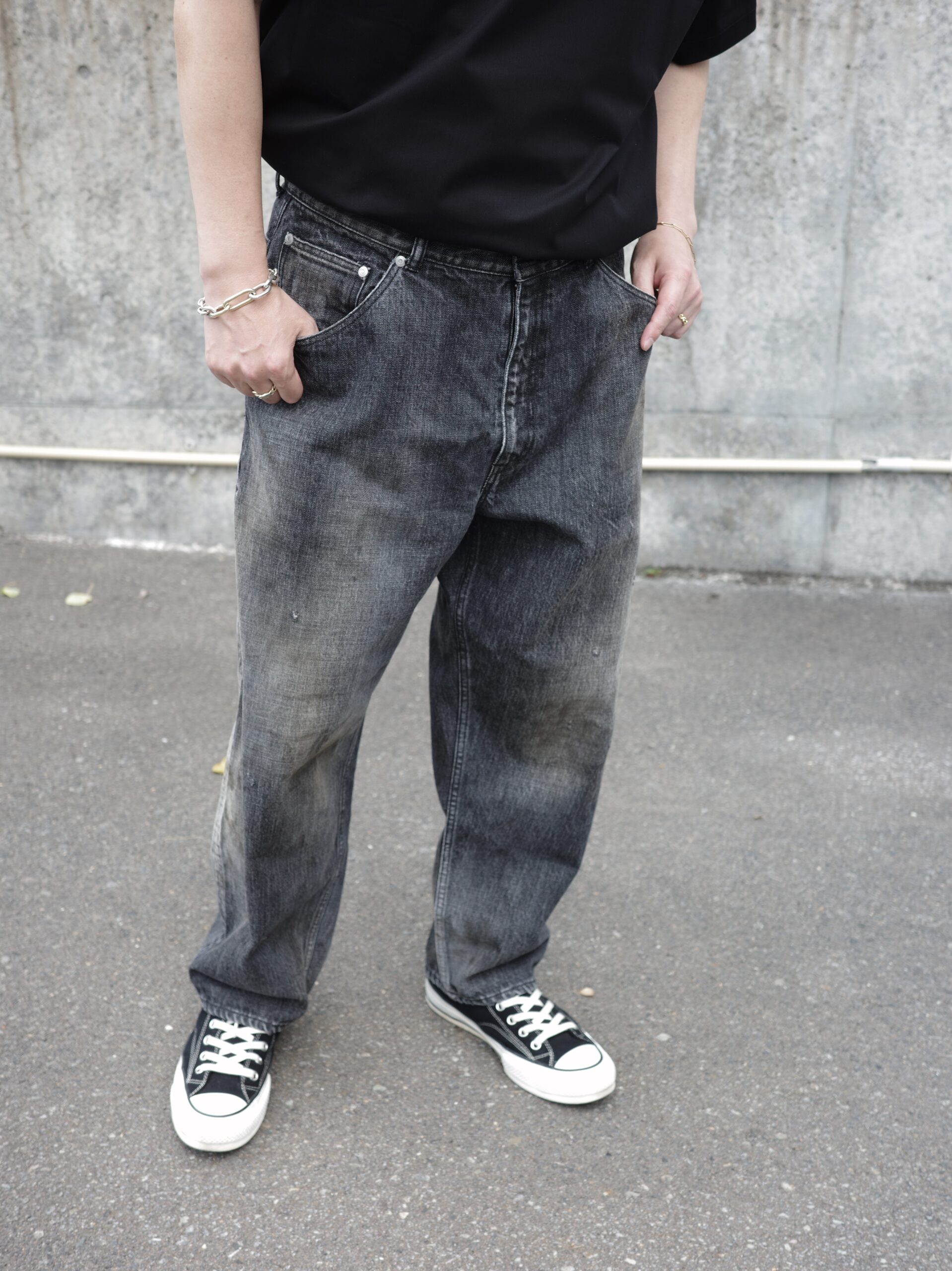 【CIENTO別注】ANCELLM / SELVEDGE TAPERED 5P DENIM PANTS (BLACK) ANC-PT28-EX アンセルム 正規取扱店 公式通販 送料無料