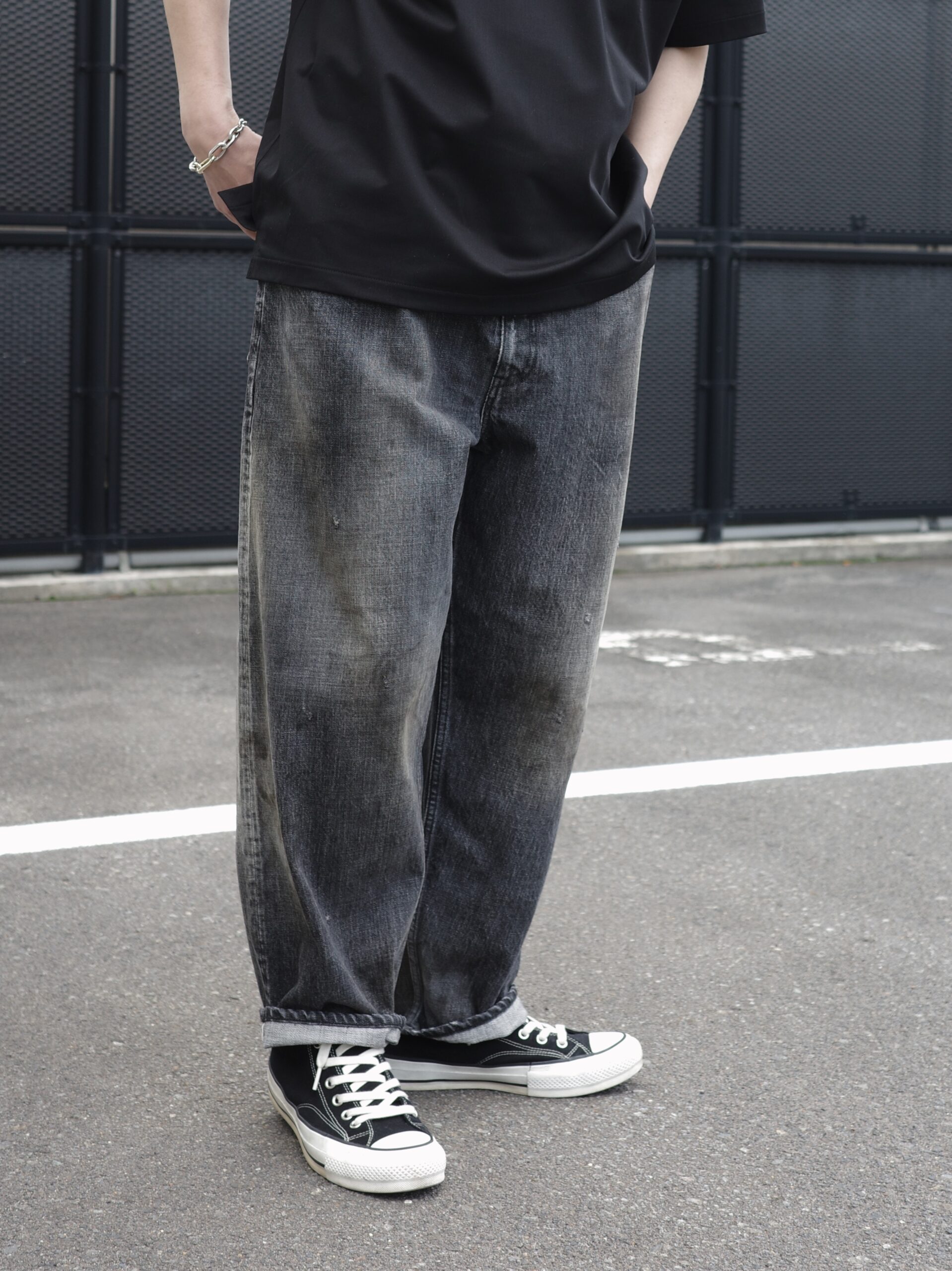 【CIENTO別注】ANCELLM / SELVEDGE TAPERED 5P DENIM PANTS (BLACK) ANC-PT28-EX アンセルム 正規取扱店 公式通販 送料無料