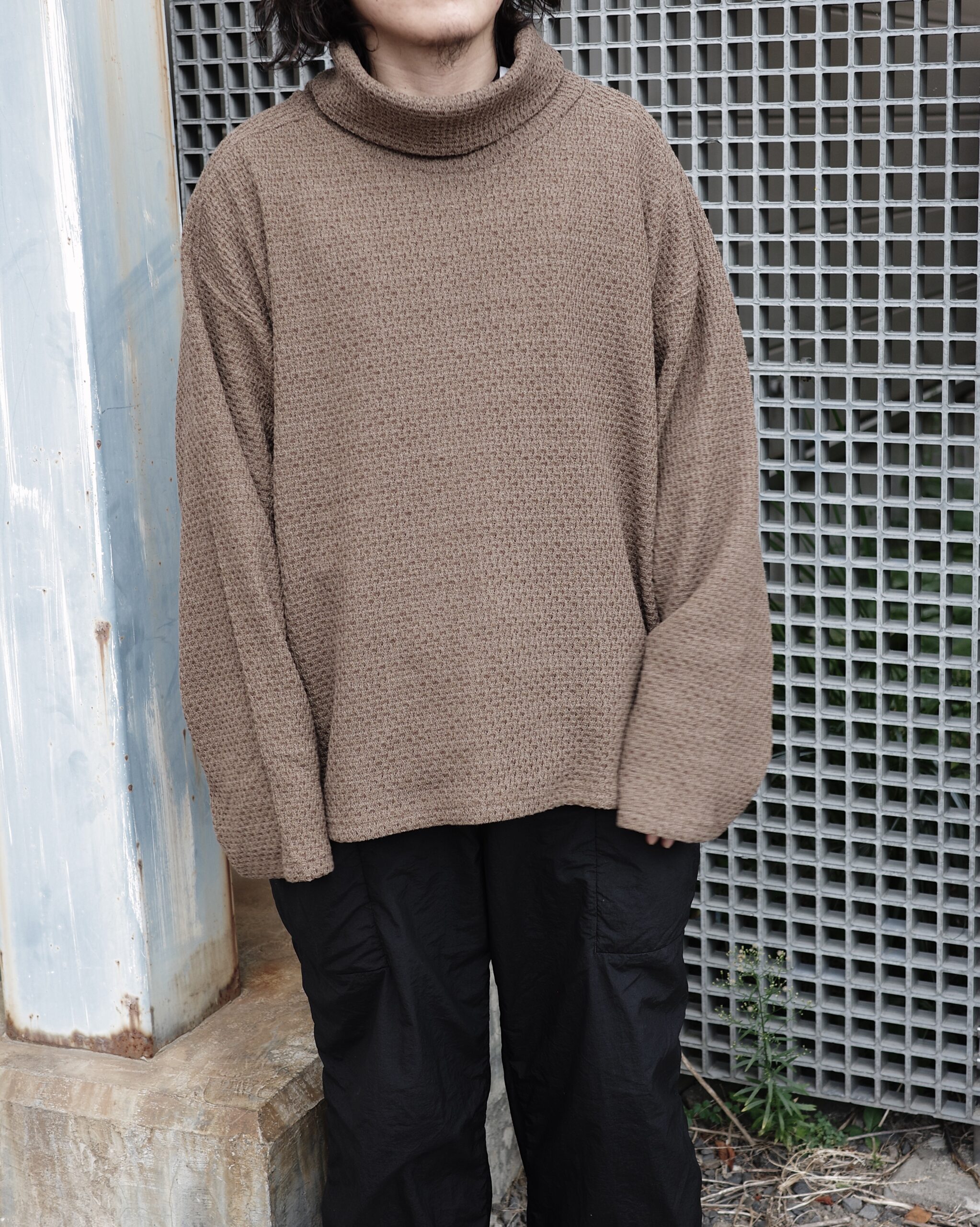 ancellm CHAIN KNIT HI-NECK LS T-SHIRT ANCELLM CHAIN KNIT HI-NECK 