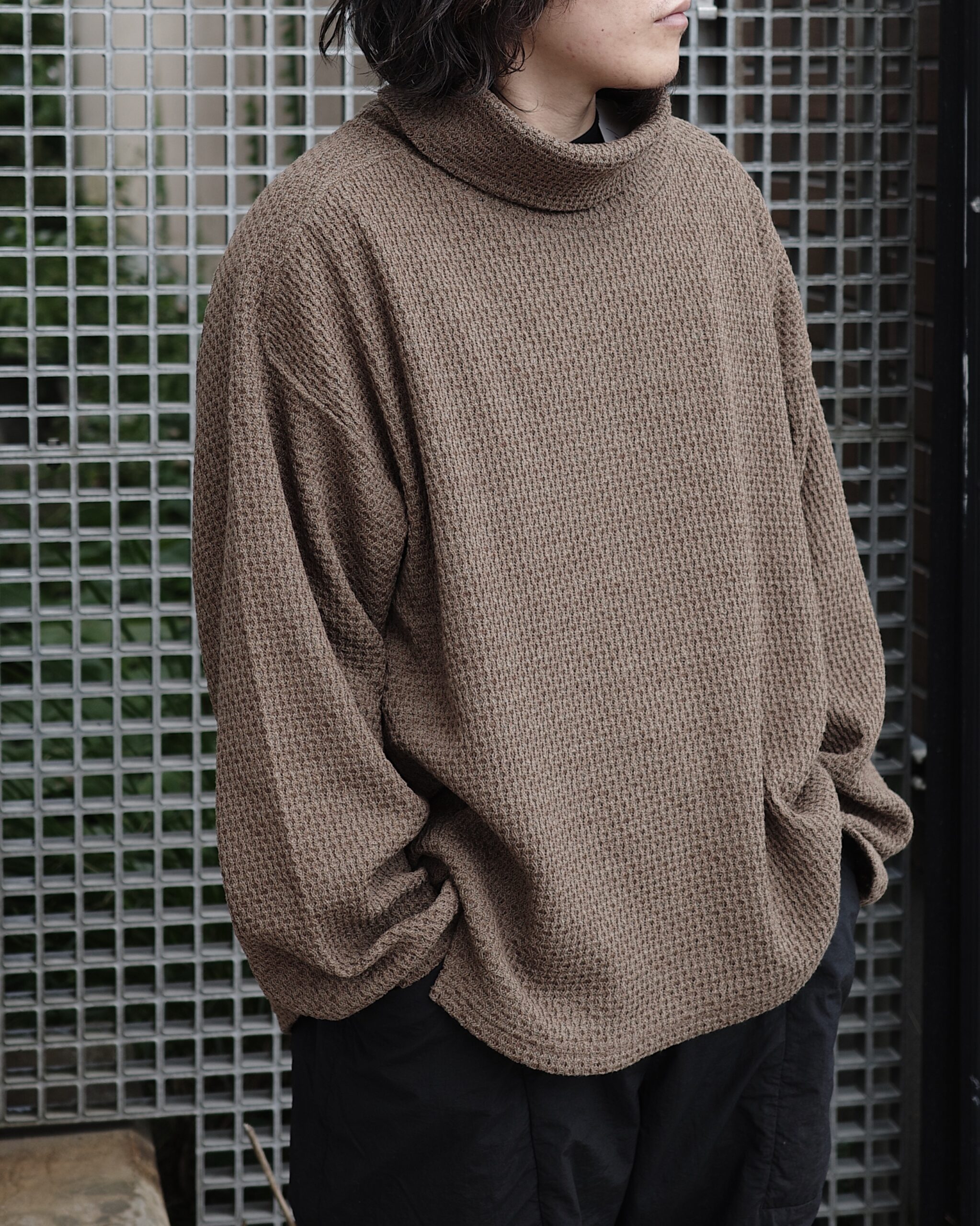 ANCELLM】CHAIN KNIT HI-NECK LS T-SHIRT・AGING CORDUROY PANTS  