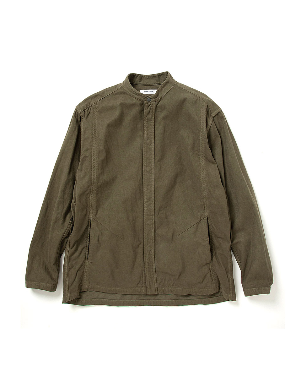 nonnative OFFICER STAND COLLAR SHIRT COTTON MILITARY FLANNEL OVERDYED
