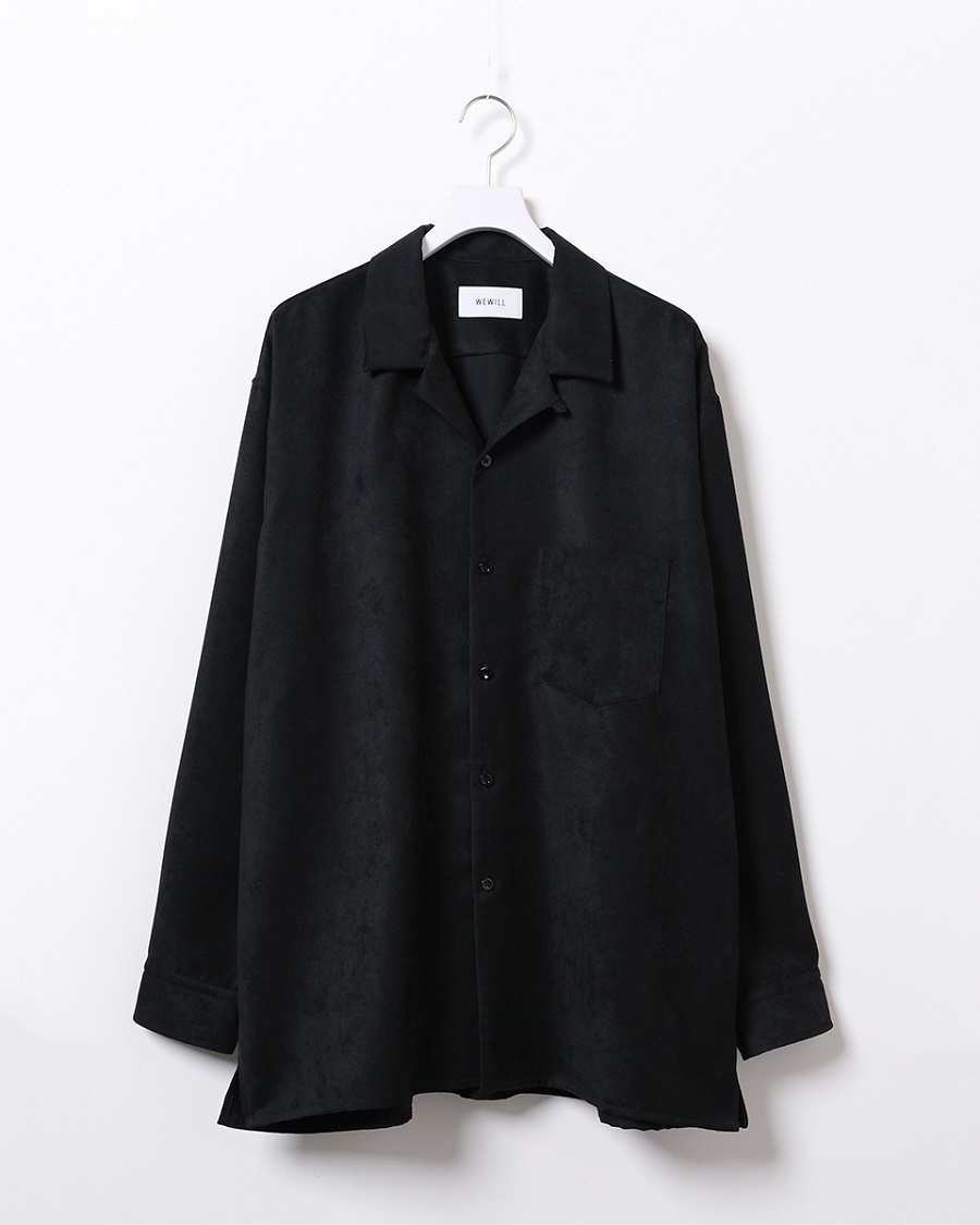 WEWILL ウィーウィル LS OPEN COLLAR DT SHIRT Black W-013-5002 a