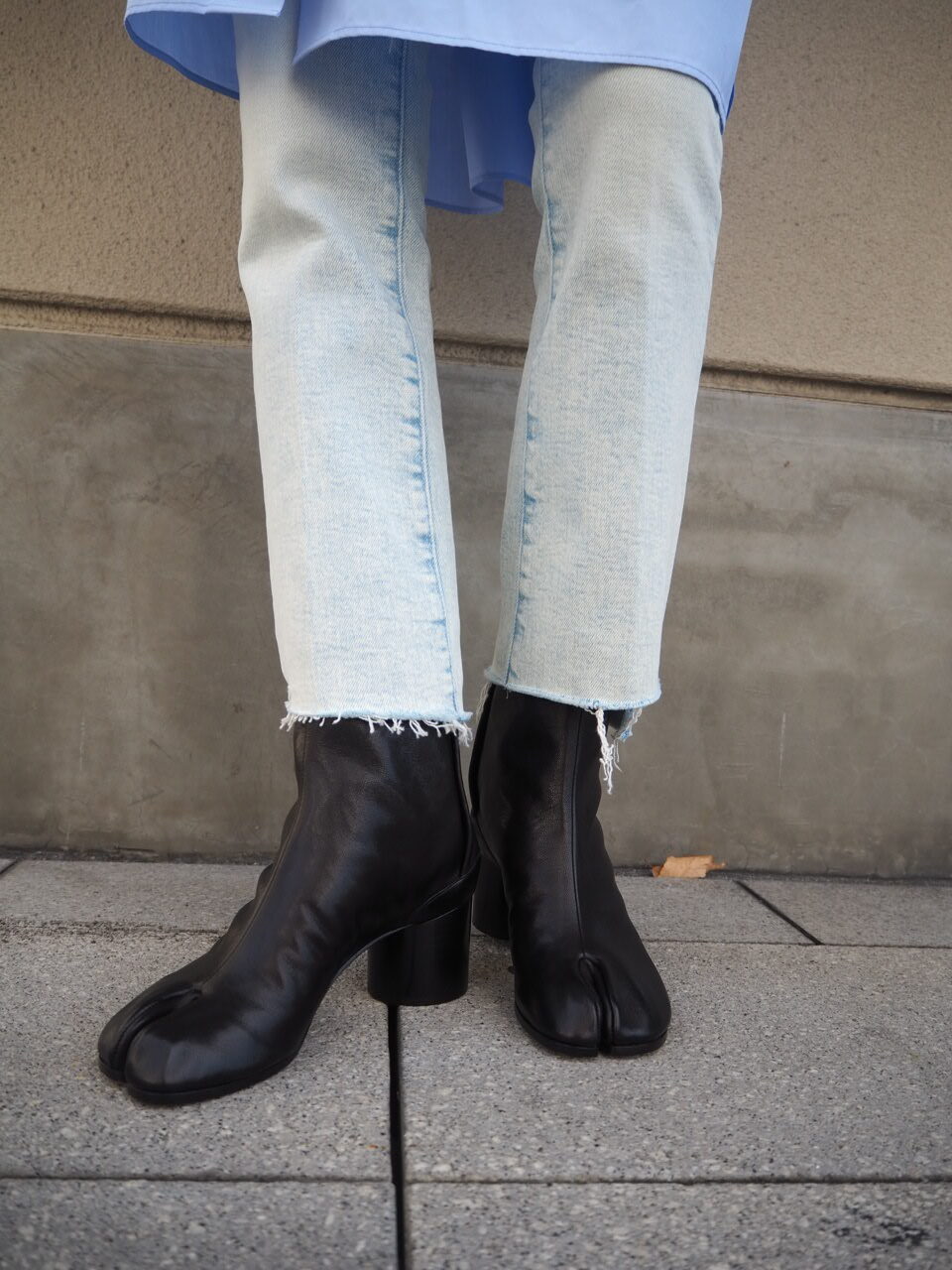 マルジェラ black low 足袋ブーツ tabi 37 ストライプ 