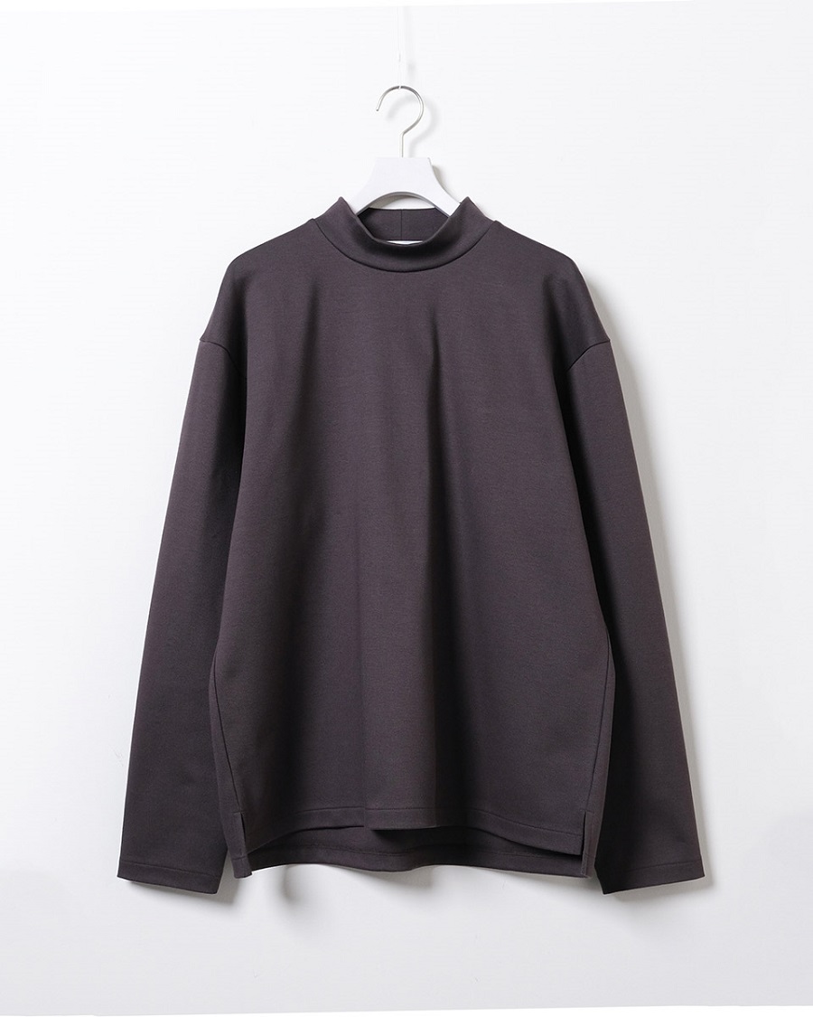 WEWILL ウィーウィル SMOOTH MOCK TURTLE NECK T-SHIRT D.Brown モックネック ロンT a
