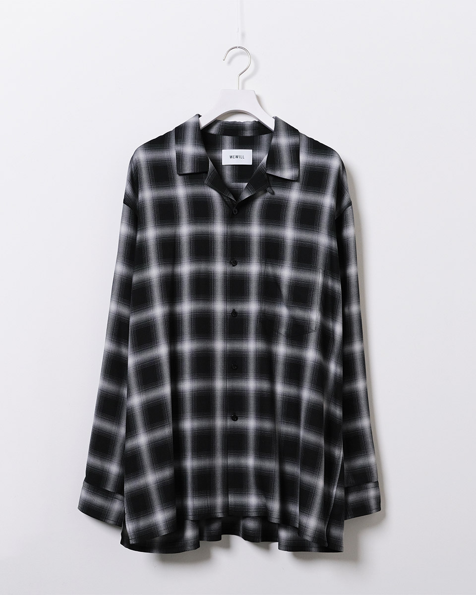 WEWILL ウィーウィル LS OPEN COLLAR DT SHIRT オープンカラー オンブレチェック シャツ