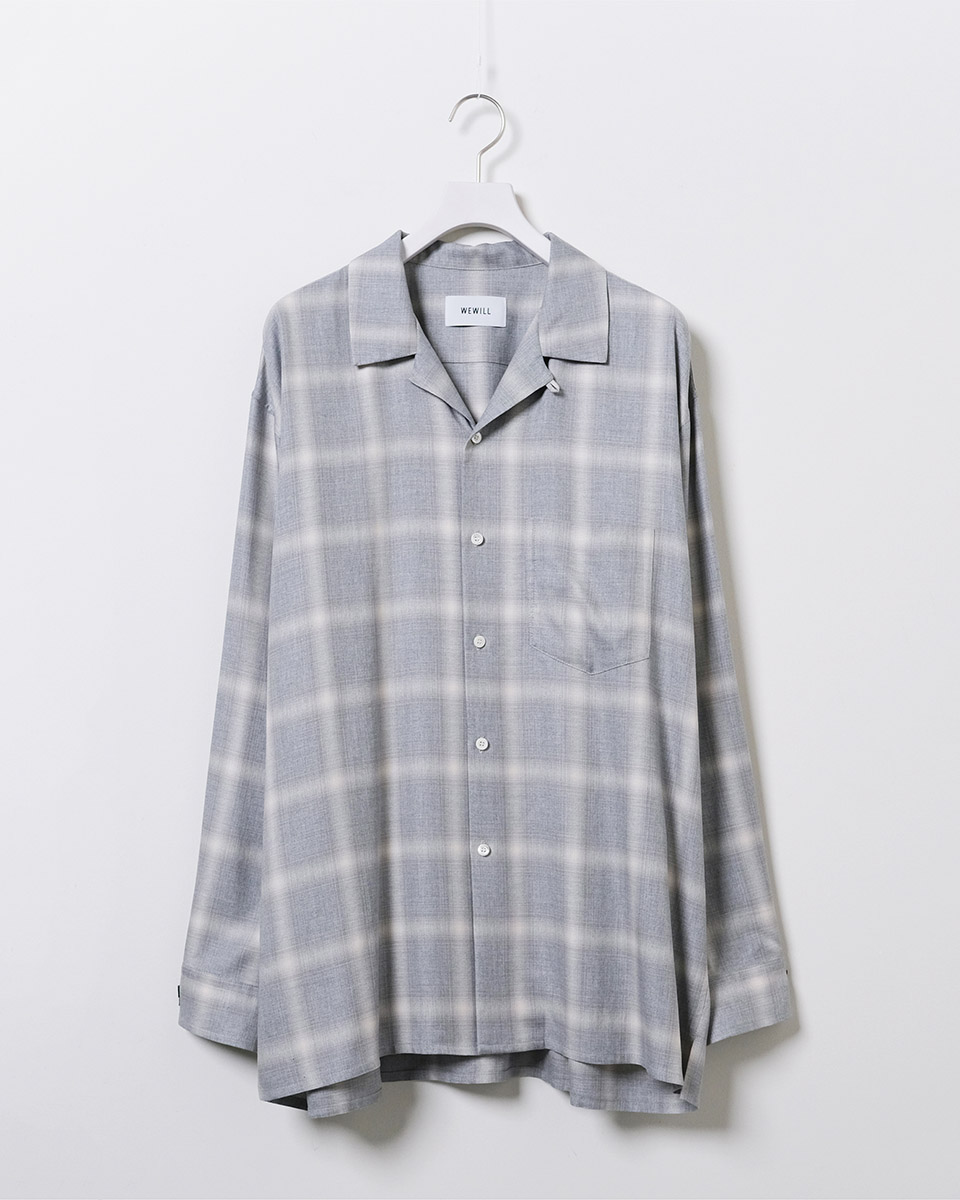 WEWILL ウィーウィル LS OPEN COLLAR DT SHIRT オープンカラー オンブレチェック シャツ