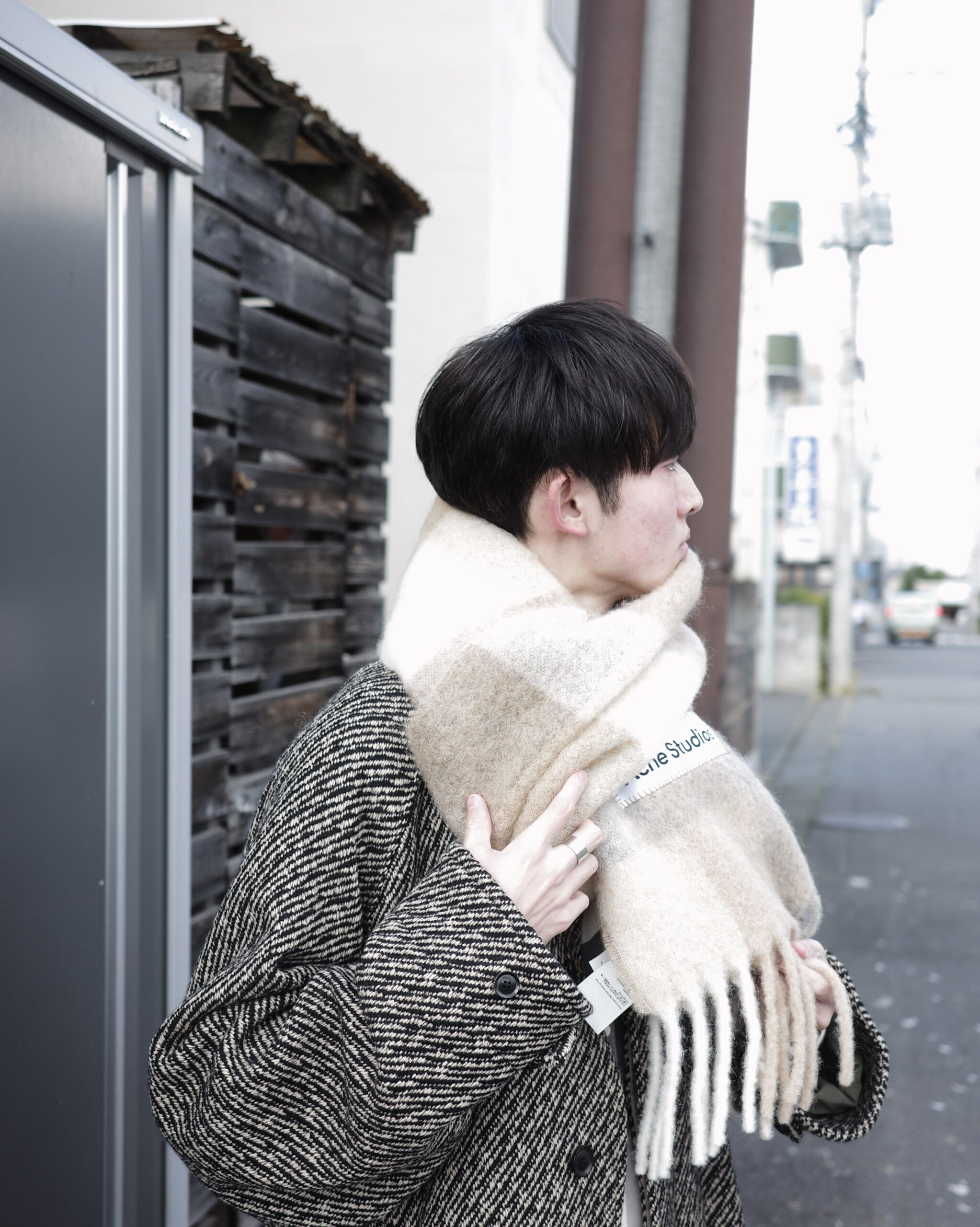 関税送料込【Acne Studios】ピンク＆グレー チェック柄マフラー (Acne Studios/マフラー・ストール)  110627803【BUYMA】