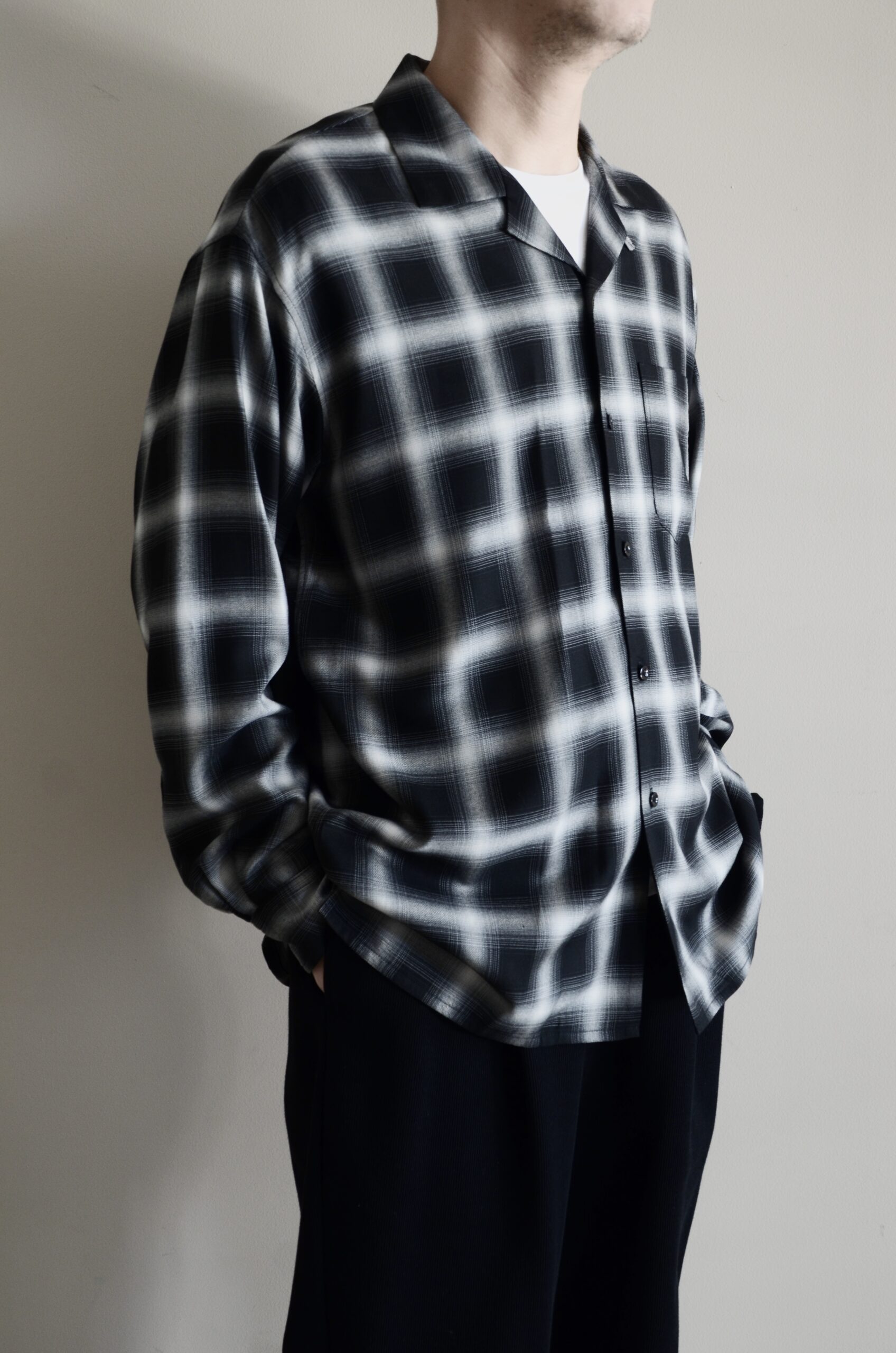 WEWILL ウィーウィル LS OPEN COLLAR DT SHIRT オープンカラー オンブレチェック シャツ