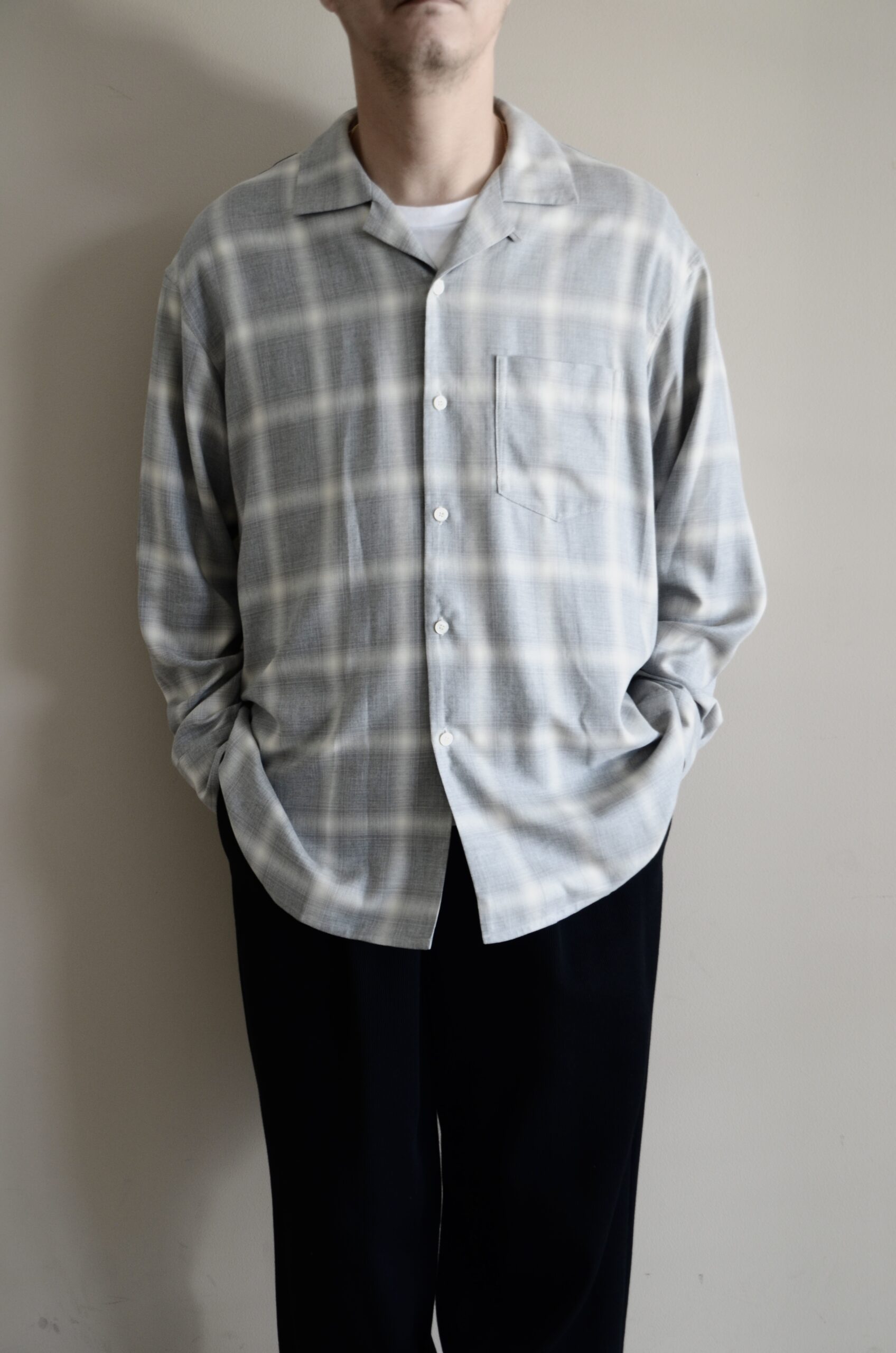 WEWILL ウィーウィル LS OPEN COLLAR DT SHIRT オープンカラー オンブレチェック シャツ