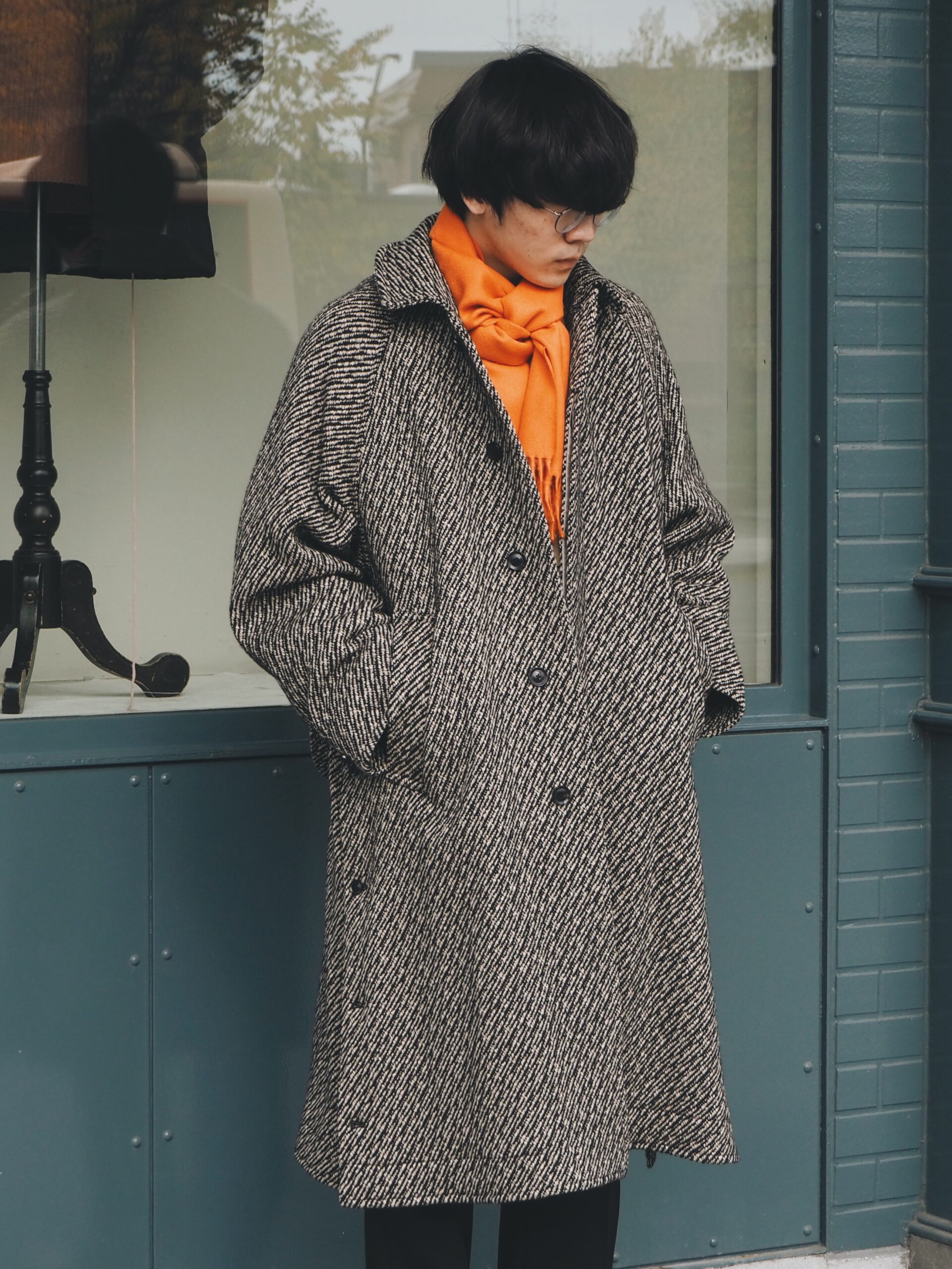 ジャケット・アウター YOKE WOOL NEP TWEED BALMACAAN COAT YOKE 
