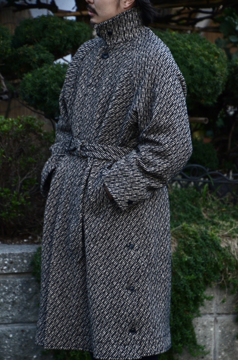 YOKE ヨーク WOOL NEP TWEED BALMACAAN COAT